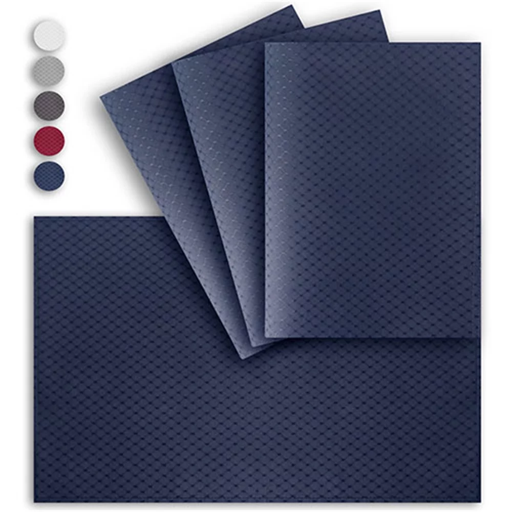 4Pcs Polyester Table Placemats Washable , Navy Blue , 13x19 Inch, Rectangle