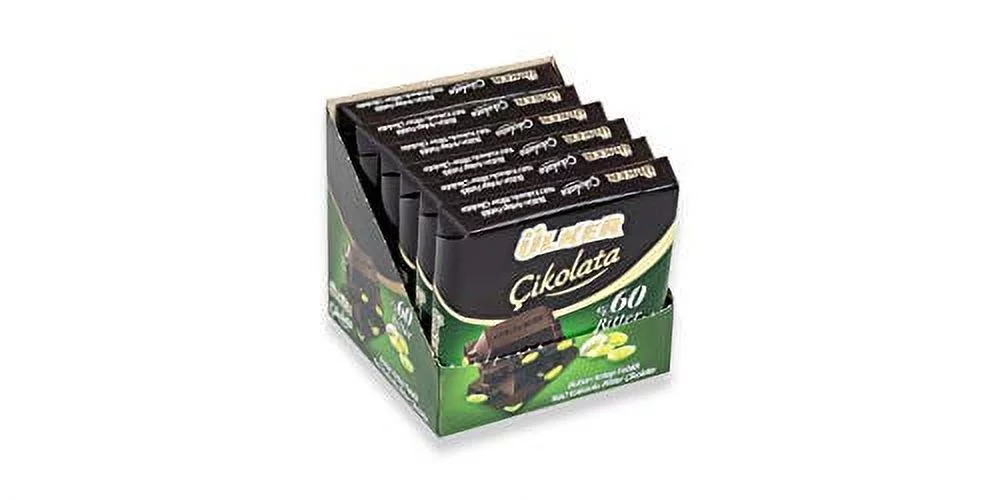 Butun Antep Fistikli Bitter Cikolata Dark Chocolate With Whole Pistachios Turkish Chocolate Pack Of 6
