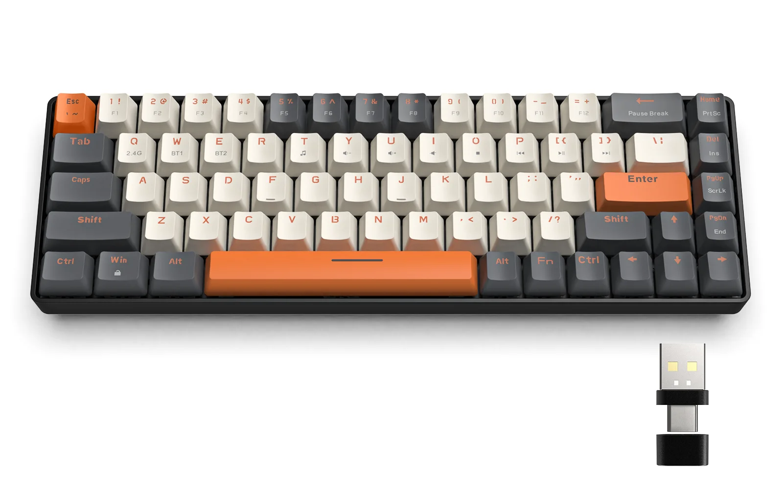 K68 60% Wireless Mechanical Keyboard, Bluetooth 5.0/2.4GHz 68 Keys Hot Swappable Red Switch for PC
