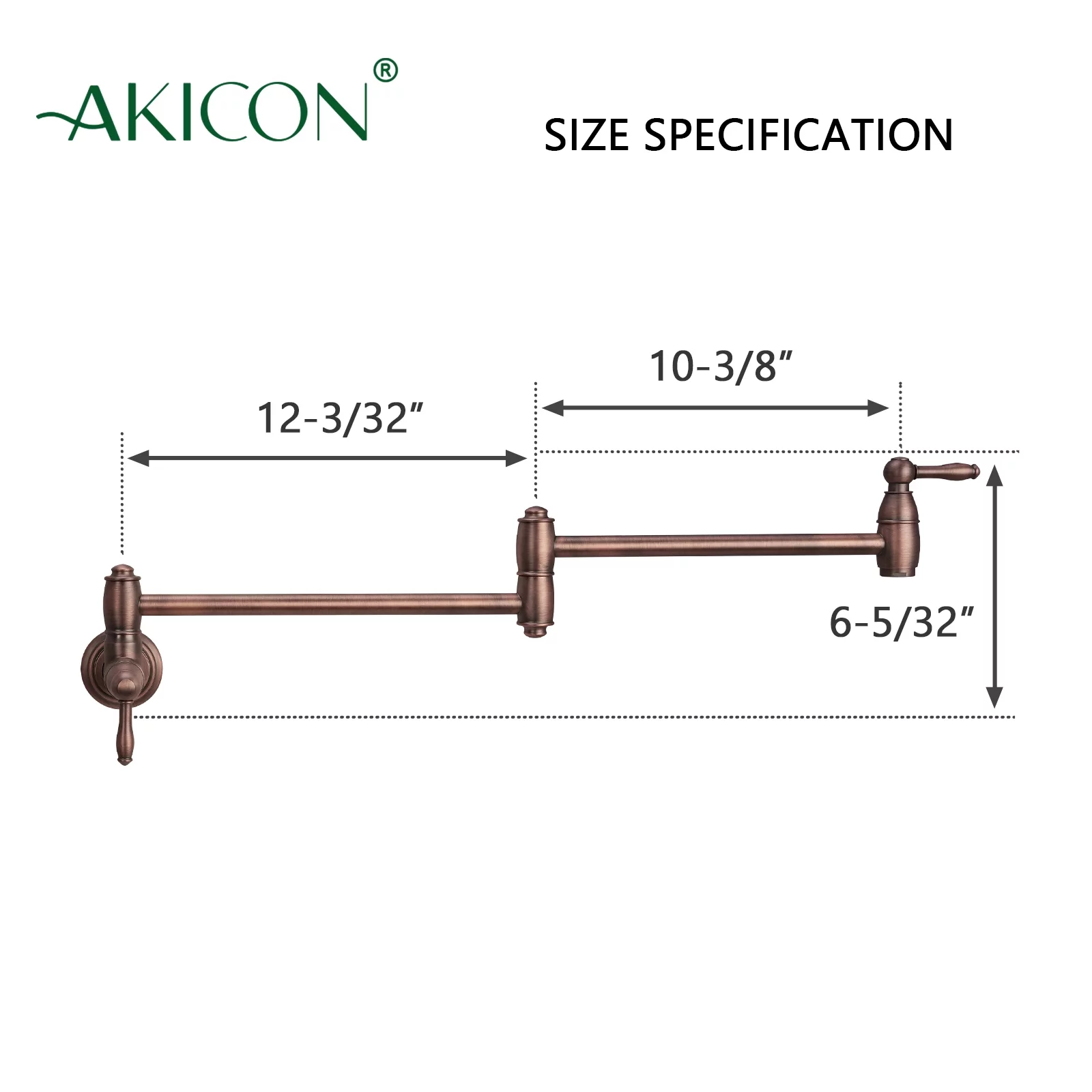Akicon Copper Pot Filler Kitchen Faucet, Solid Brass Wall-Mounted Faucet - Antique Bronze