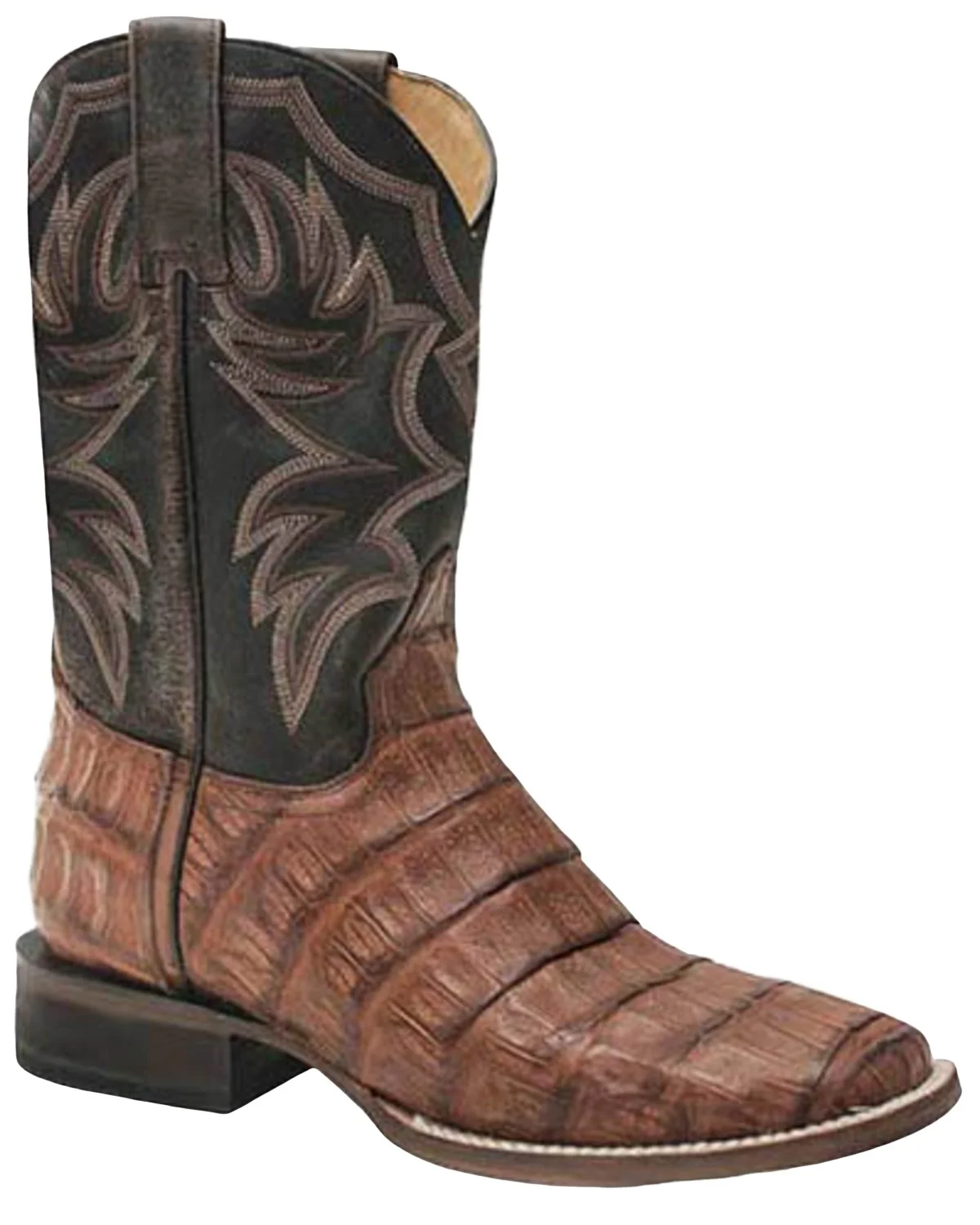 Roper Men's All In Caiman Belly Western Boot Broad Square Toe Tan 8 EE US