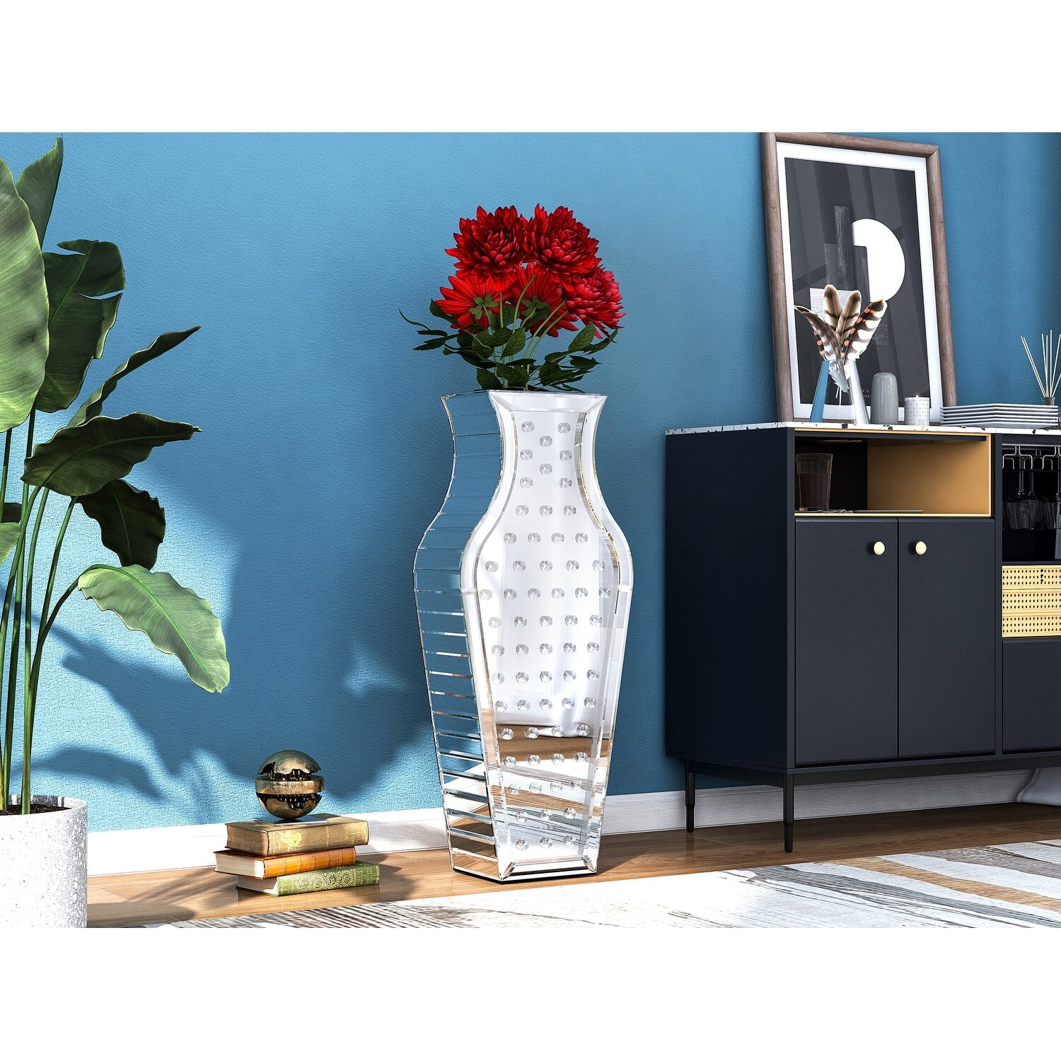 SHYFOY Jewelry Tall Crystal Floor Vase