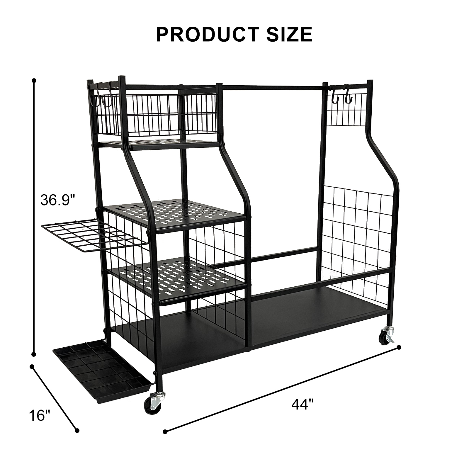 Golf Bag Organizer Garage Storage, Golf Bag Rack Fits Two Golf Bags and Golf Equipment Accessories, Golf Stand with Fixed Base and Movable Wheels for Garage, Basement and Entrance