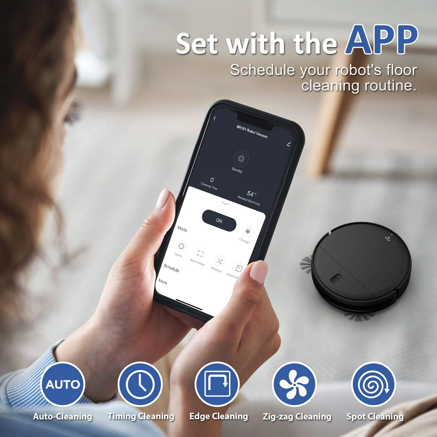 Open Box ZCWA Robot Vacuum and Mop Combo WiFi/App/Alexa 2 in 1 Mopping BR151 Black