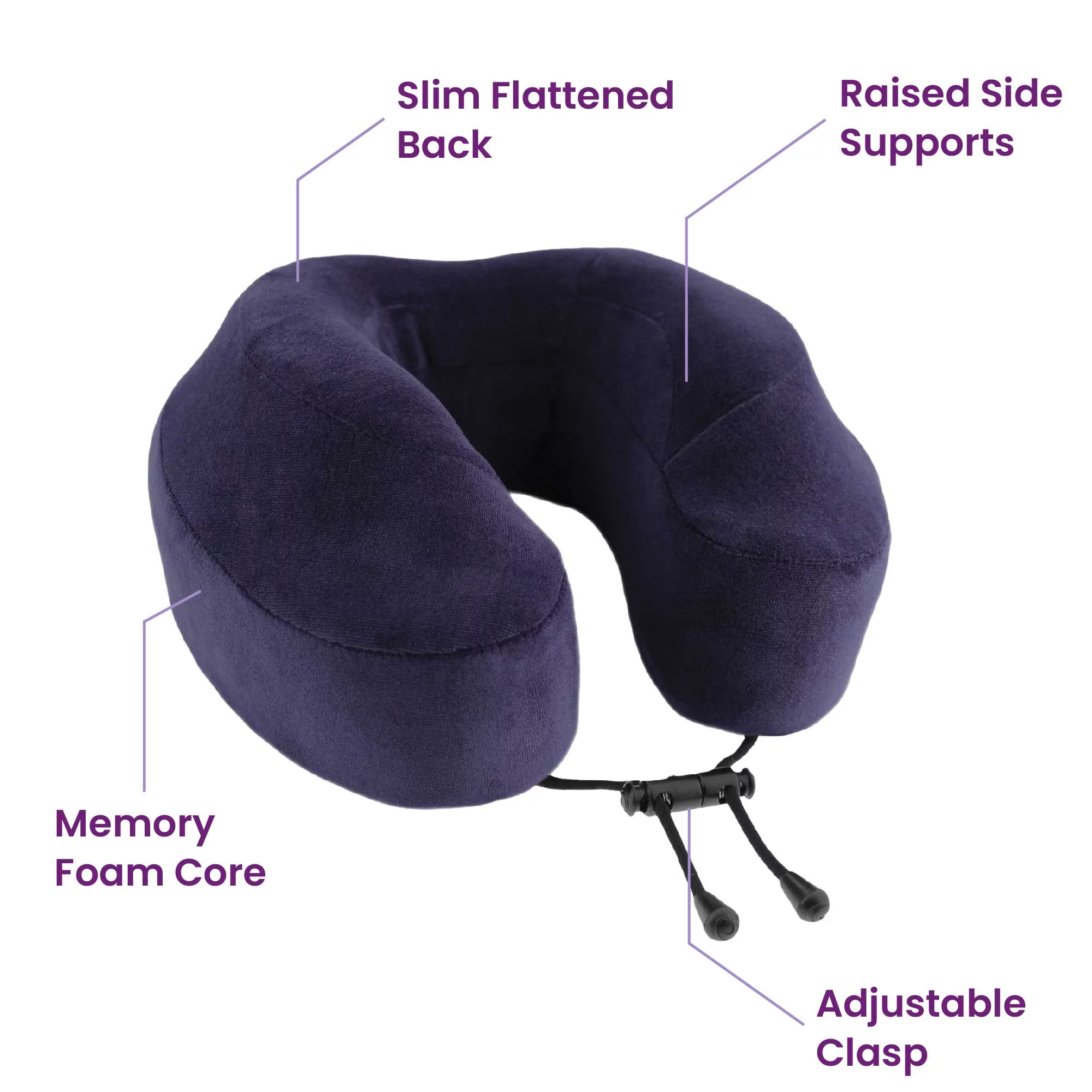 Cabeau Evolution Classic Memory Foam Travel Neck Pillow, Adjustable, One Size, Navy Blue
