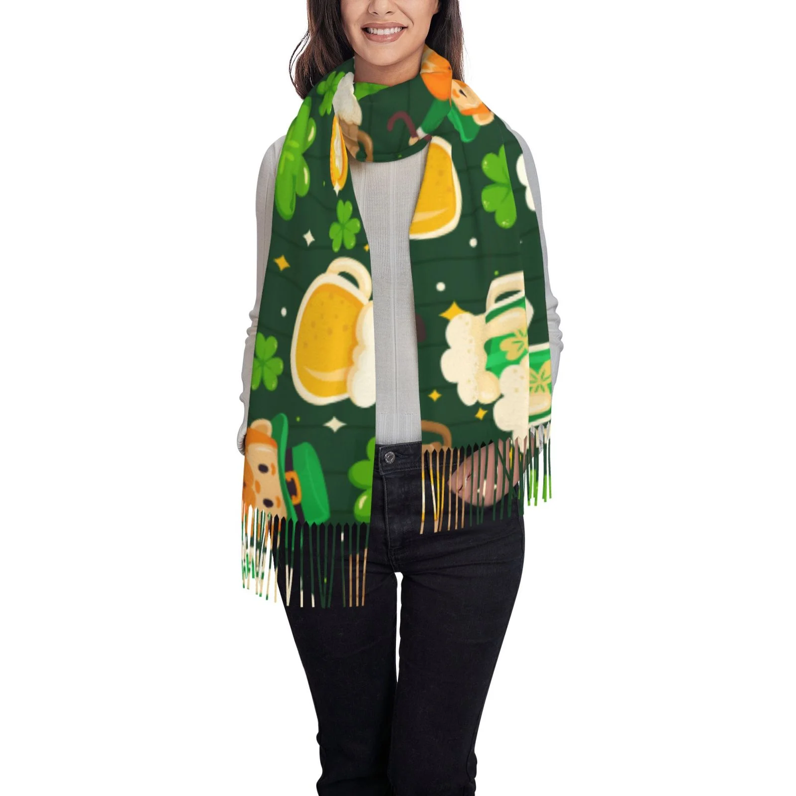 Ocsxa Scarf Shawl Wraps For Women Soft Cashmere Scarf St Patrick'S Day10 Printed Large Blanket Scarf