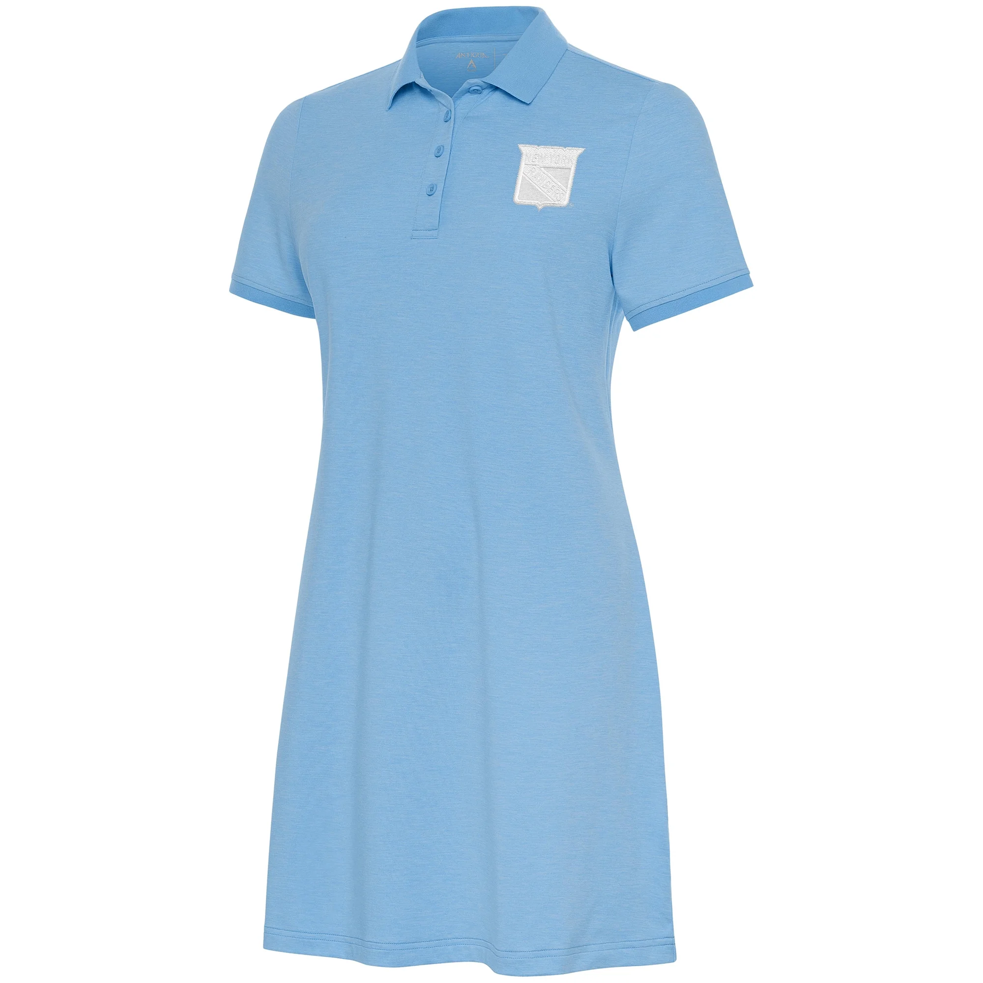 Women's Antigua Light Blue New York Rangers White Logo Play Through Polo Dress