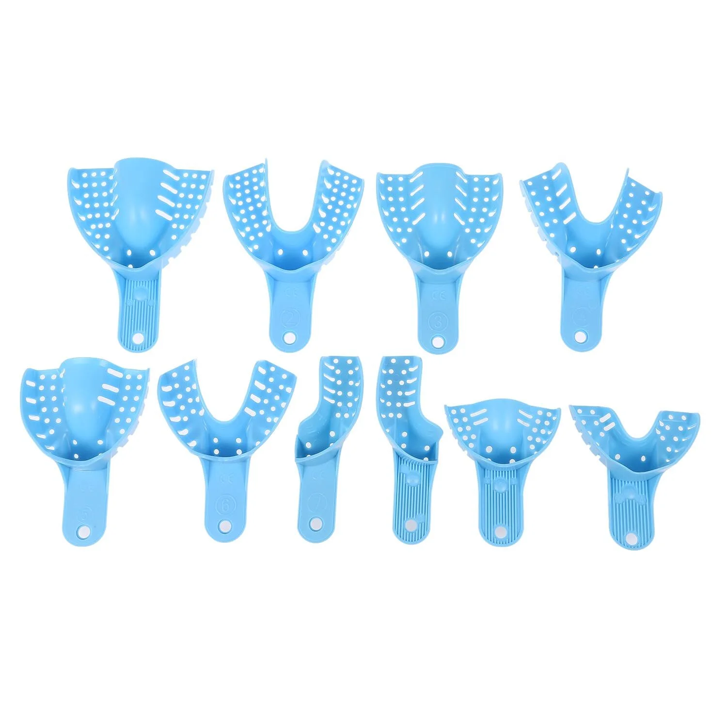 Set of 10PCS Dental Impression Trays Dental Supply Teeth Holder Plastic Dentist Tools