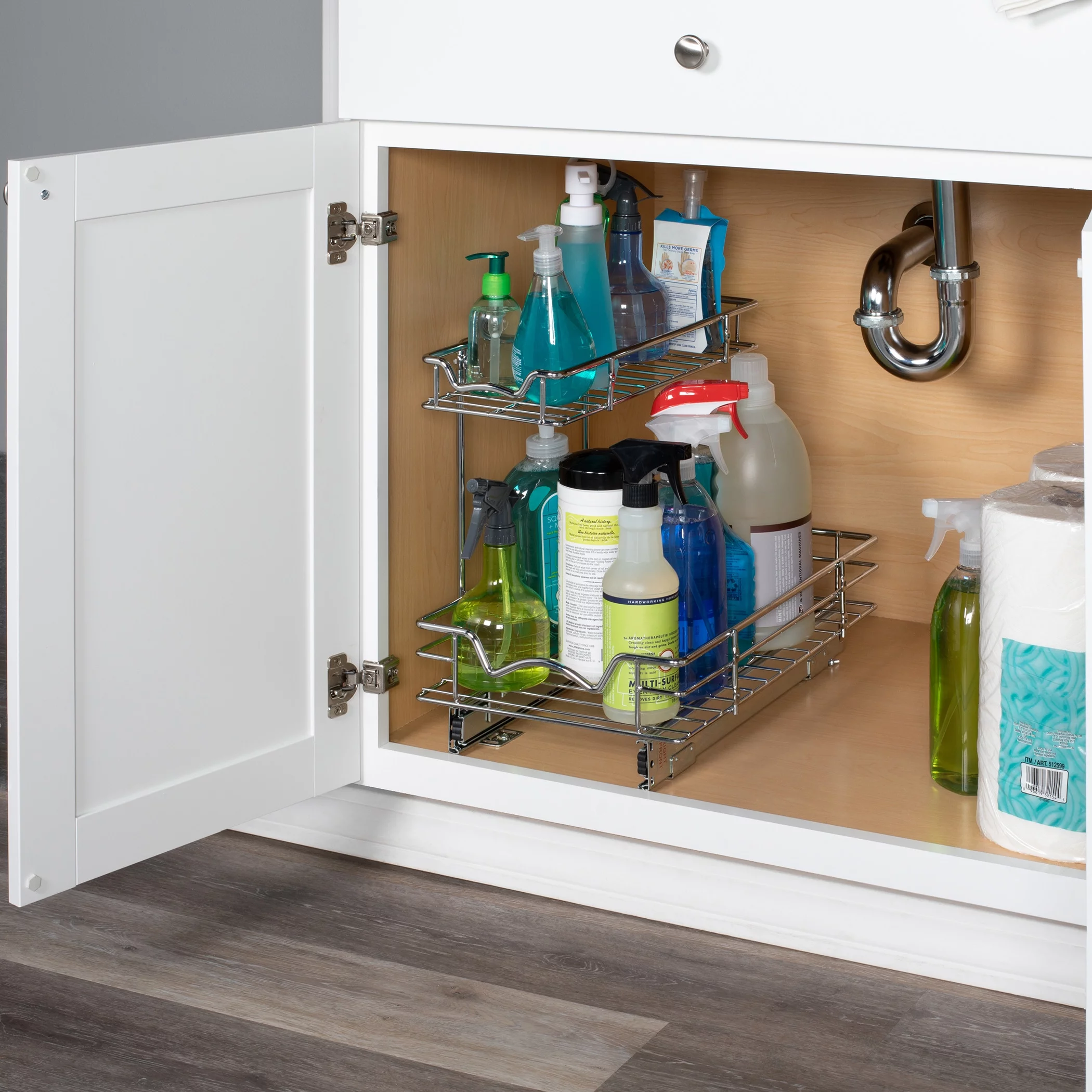 Under Sink Pull Out Organizer for Cabinet –Sliding Drawer Shelf Perfect for Vanity and Kitchen, Two Tier Roll Out Sliding Shelves 11