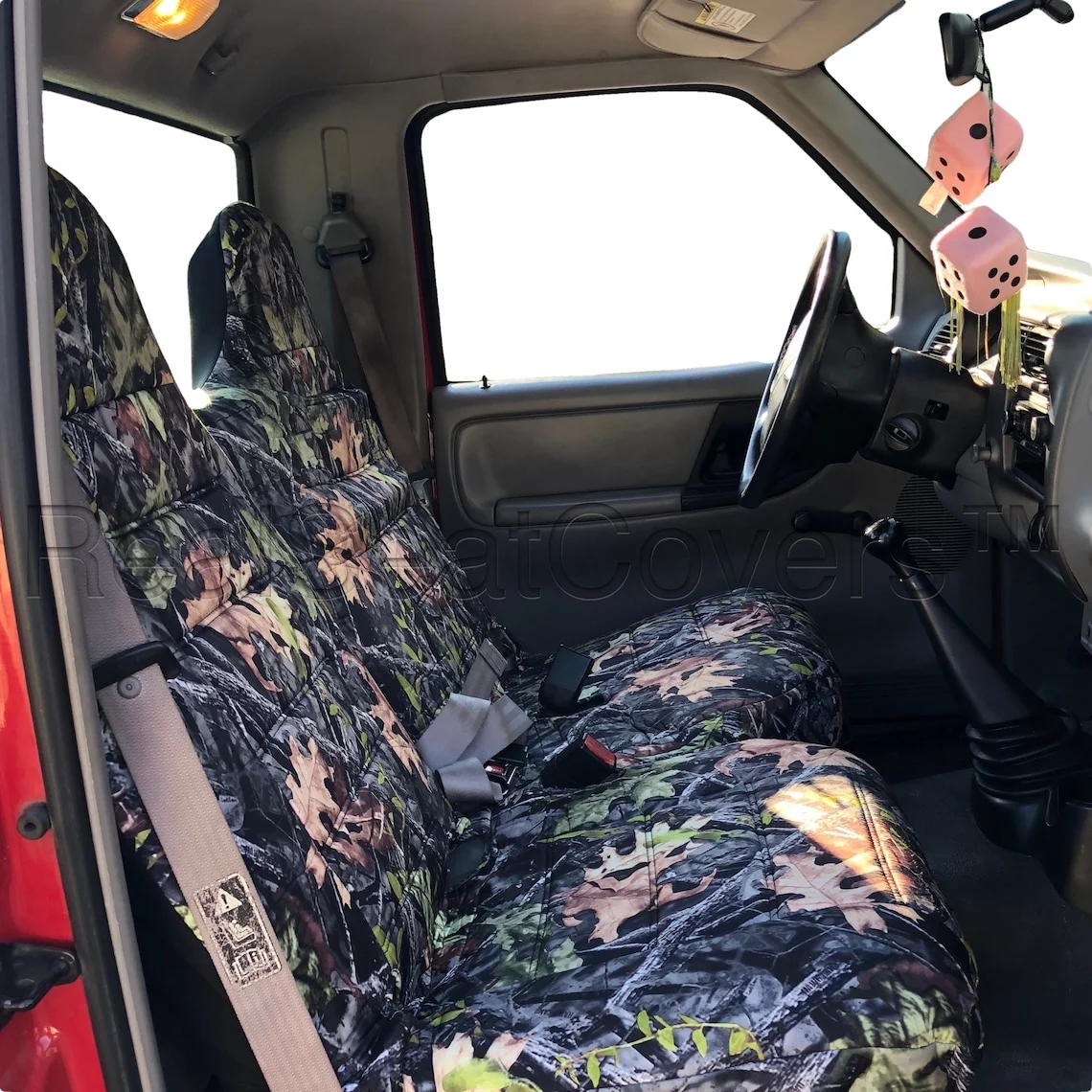 Front row set car seat covers fits FORD RANGER 1998-2001 60/40 highback Headrest (Forest Camo)