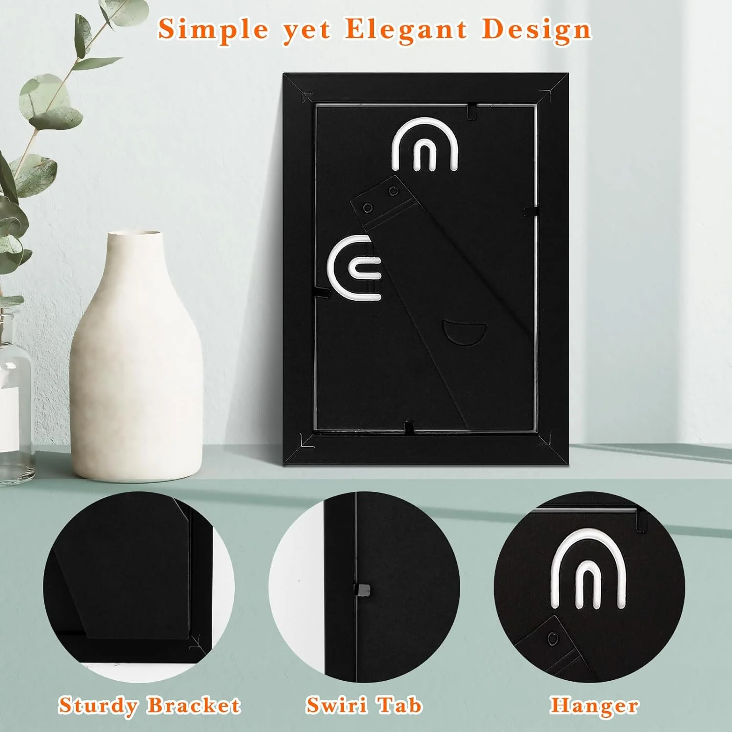 Golden State Art 5x7 Picture Frames Set of 8, Black Gallery Wall Frame Collage, Thin Tabletop Family Frame with Plastic Cover, Horizontal or Vertical Displays (8-Pack)