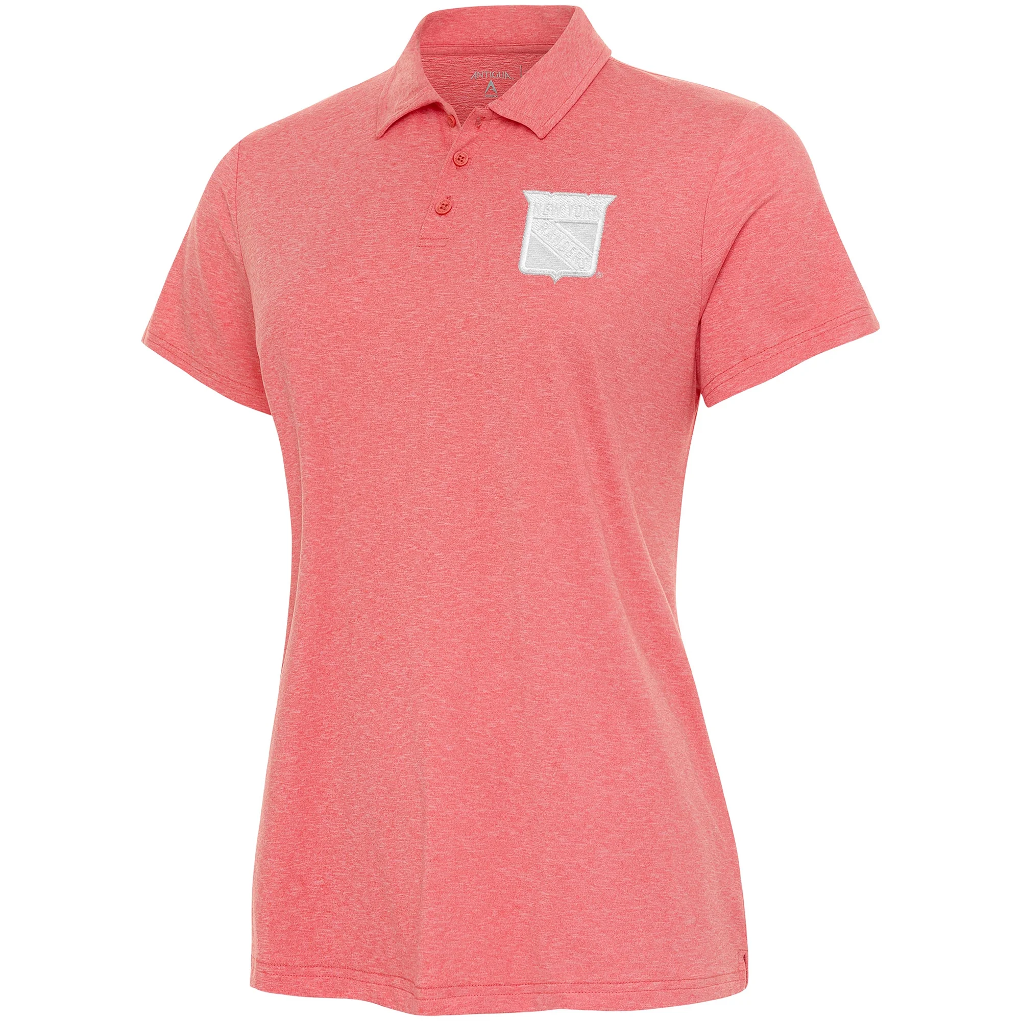 Women's Antigua Coral New York Rangers White Logo Matter Polo