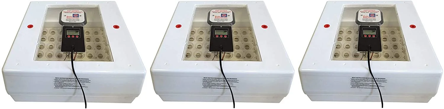 Farm Innovators Model 4250 Digital Circulated Air Incubator with Automatic Egg Turner,White Three Pack