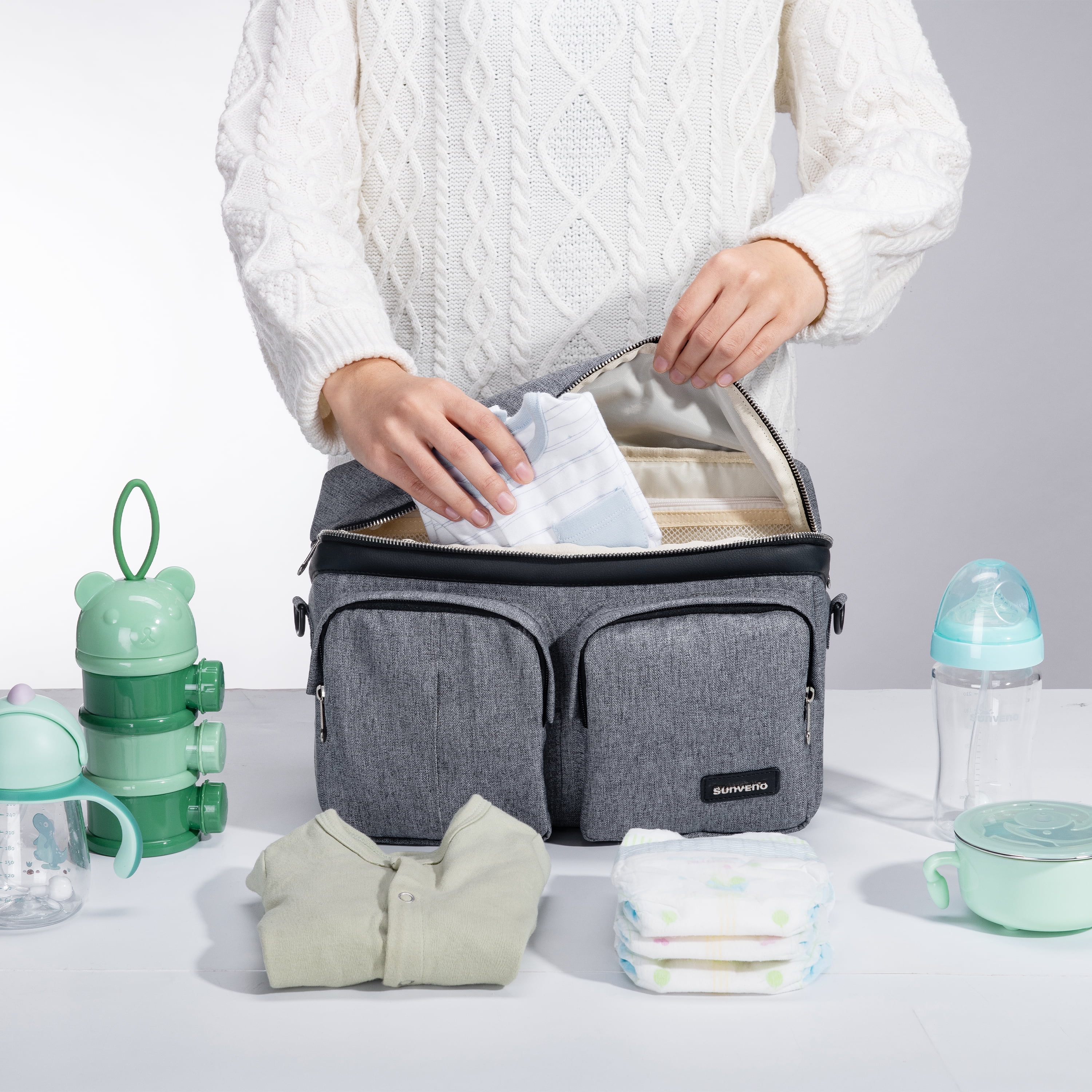 Sunveno Universal Stroller Organizer Bag Shoulder Bag, Gray