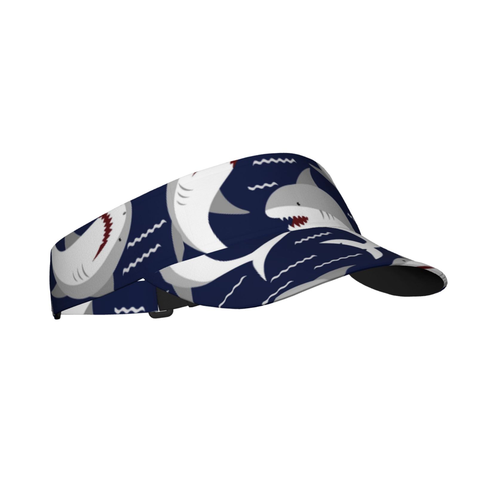 Kll Sport Sun Visor Hats Ball Caps Empty Top Baseball Sun Cap For Men Women-Angry Shark