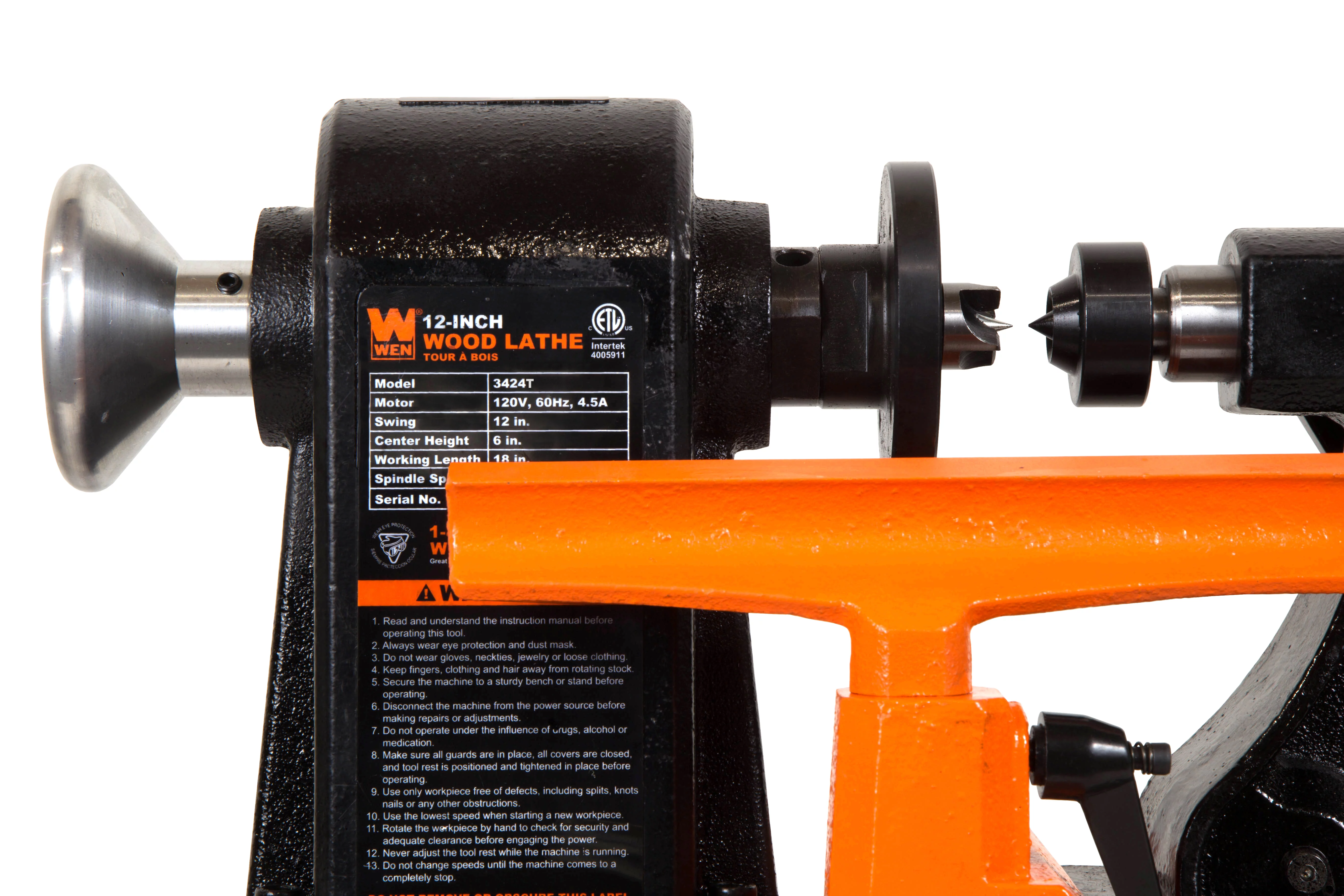 WEN 4.5-Amp 12-Inch by 18-Inch 5-Speed Benchtop Wood Lathe