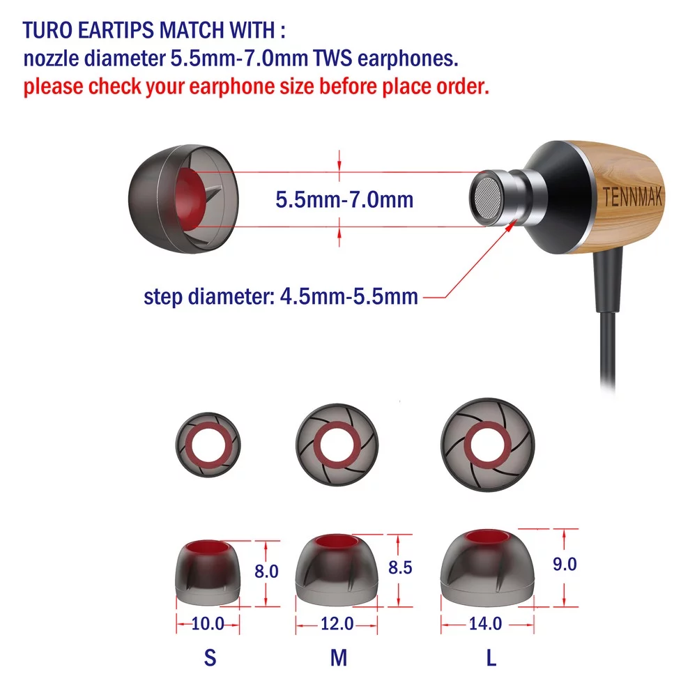TENNMAK Turbo Eartips Compatible with Soundcore by Anker Liberty 2 Pro & 3 Pro & 4 Earbuds Ear Tips Earpad with SML Size *6 Pairs