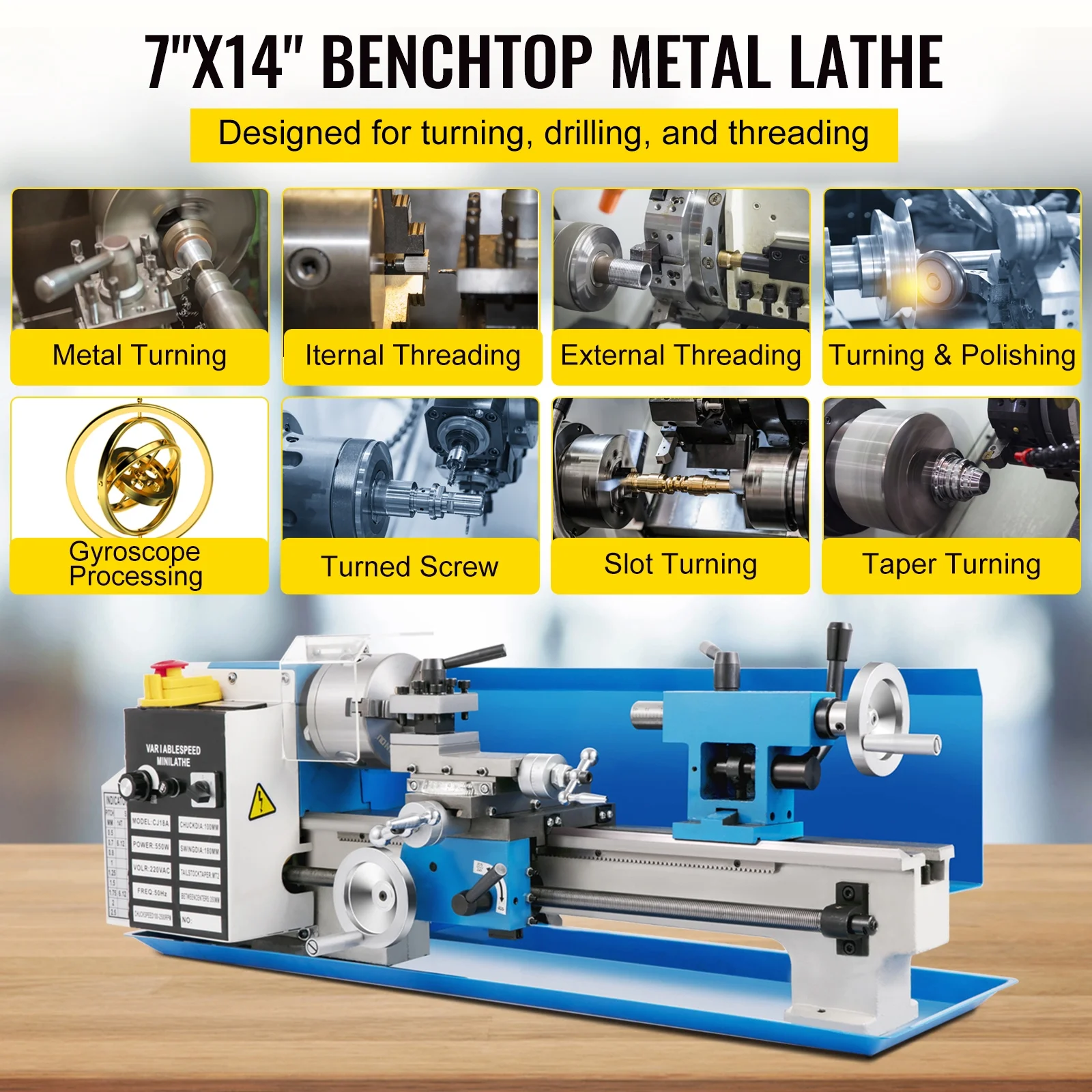 SKYSHALO Mini Metal Lathe, 7