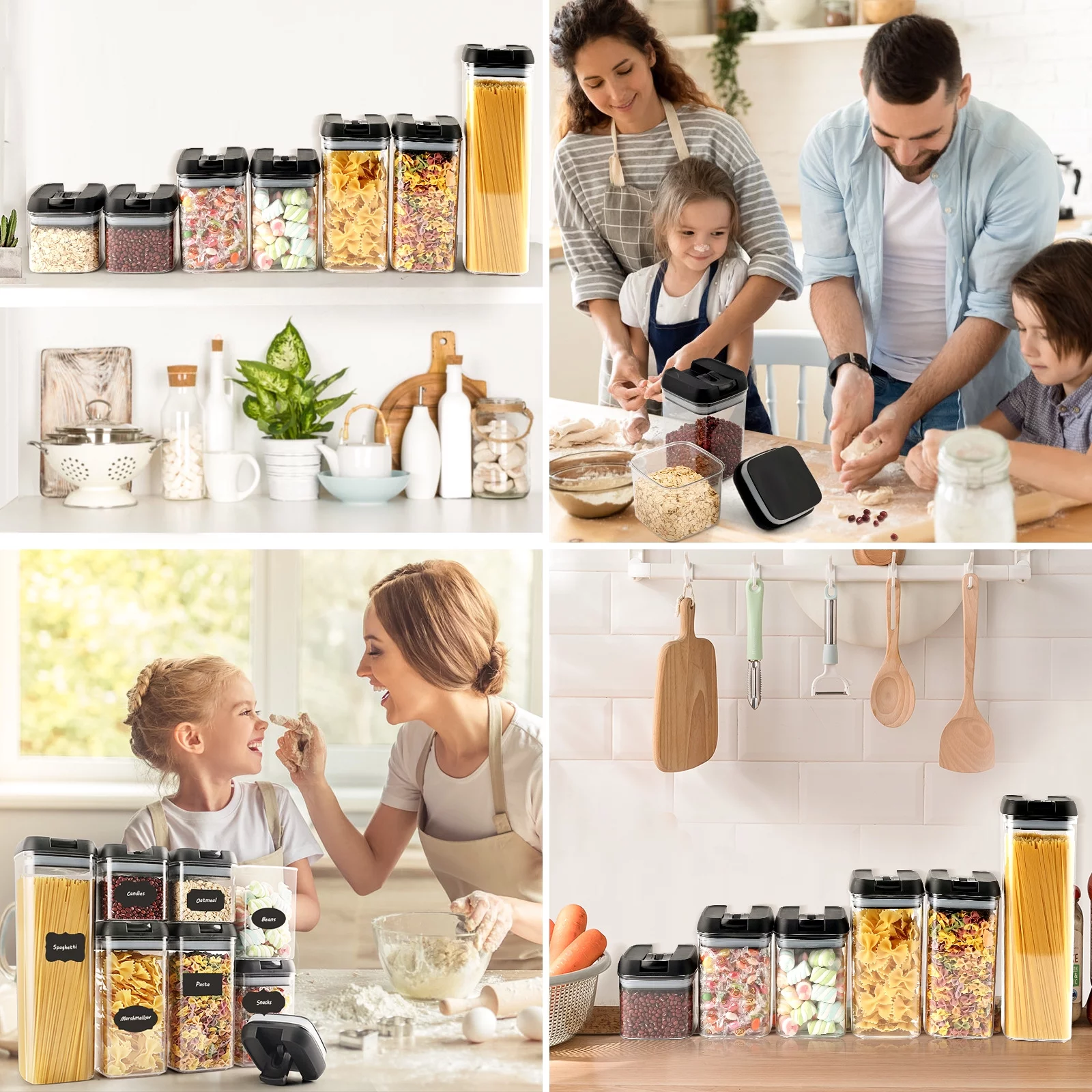 7 Pieces Food Storage Containers with Airtight Lids, Vesteel BPA Free Plastic Food Canisters Set for Kitchen Pantry Organization