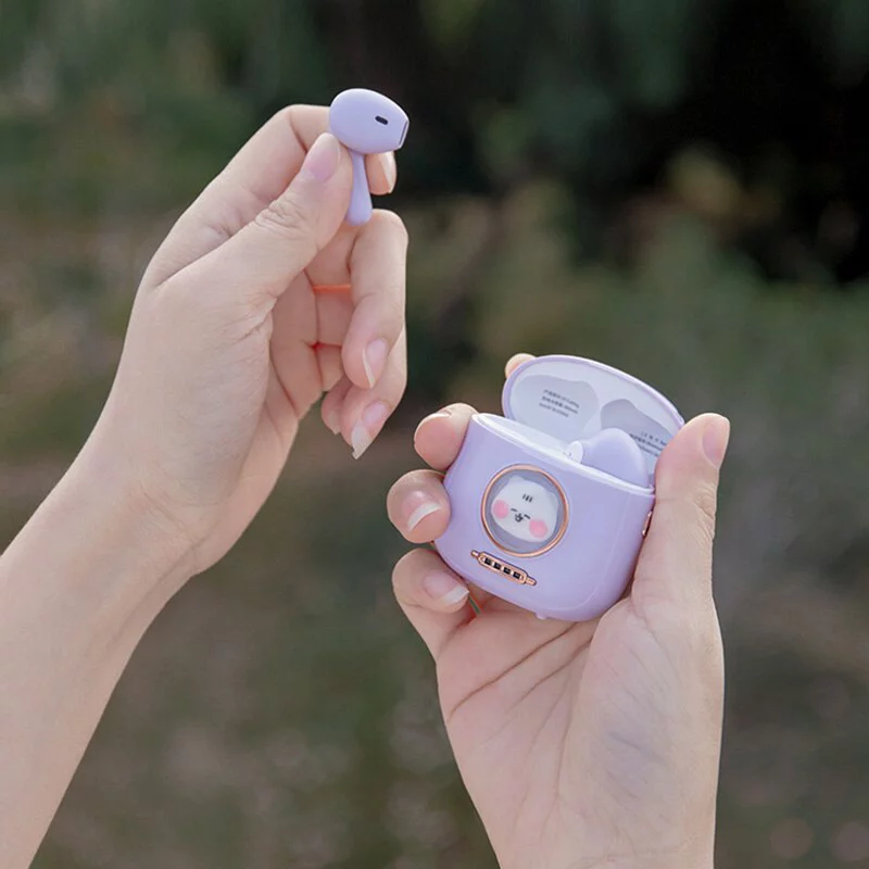 Tws Cartoon Bluetooth 5.1 Earphones Cute Half In Ear Wireless Headphones Smart Touch HD Sound Quality Earbuds Long Battery Life