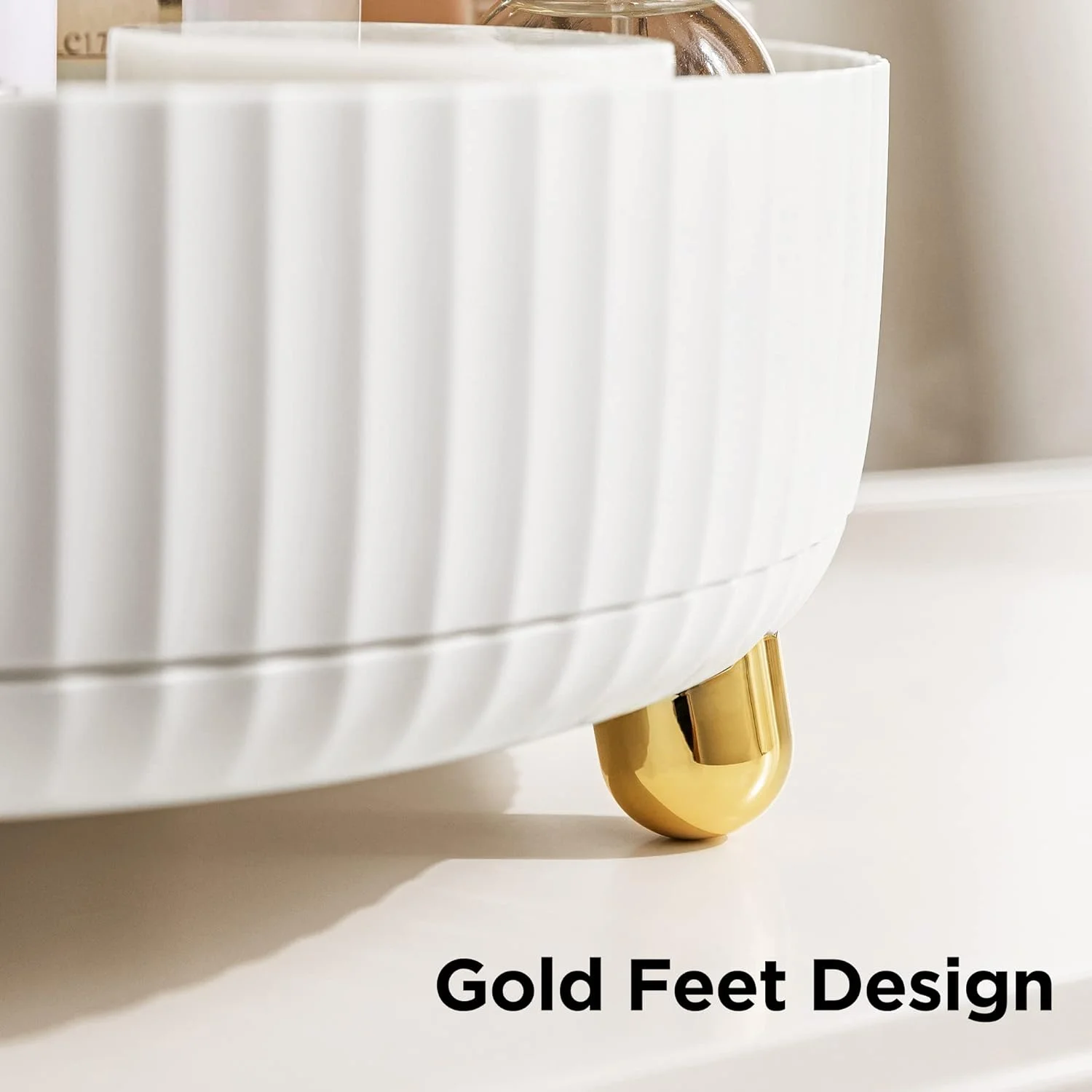 Makeup Perfume Organizer for Bathroom Counter or Vanity , 360 Degree Rotating Cosmetic Bathroom Desk Storage Lotions Display Stand Case Round Gift Tray, Large White (11.42