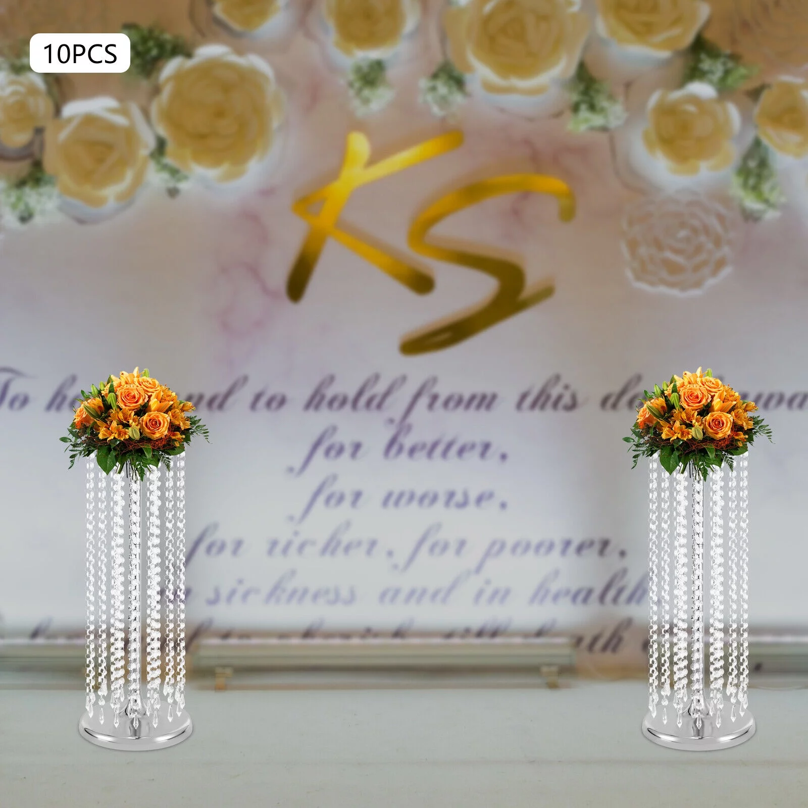 Miumaeov 10 Packs 23.6inch Tall Wedding Centerpieces Flower Vases Stand Crystal Flower Arrangements Decor