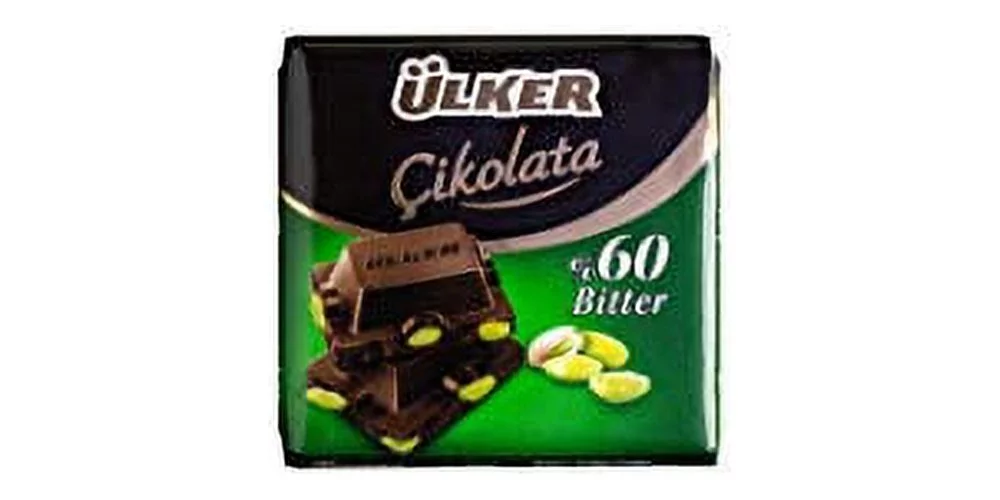 Butun Antep Fistikli Bitter Cikolata Dark Chocolate With Whole Pistachios Turkish Chocolate Pack Of 6