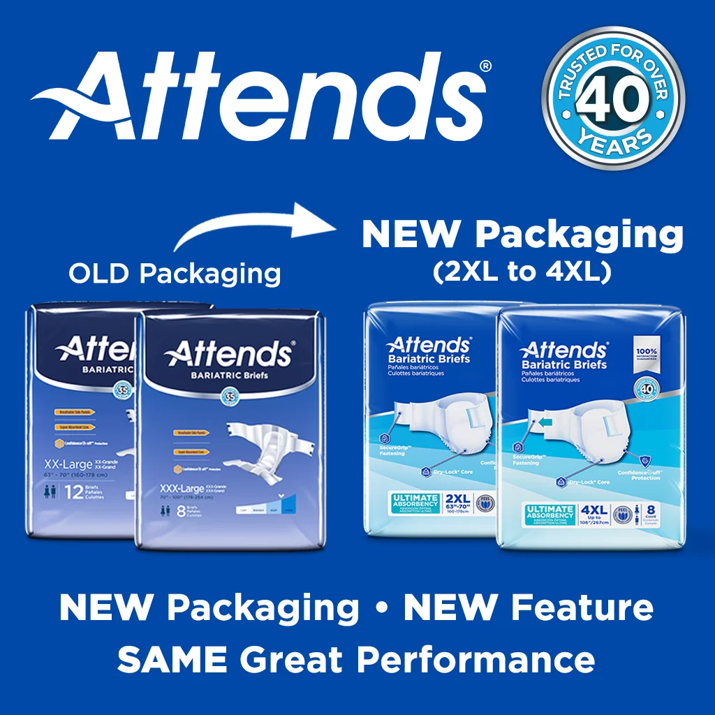 Attends Stretch Adult Incontinence Brief XL Heavy Absorbency Contoured, DDSLXL, Severe, 24 Ct