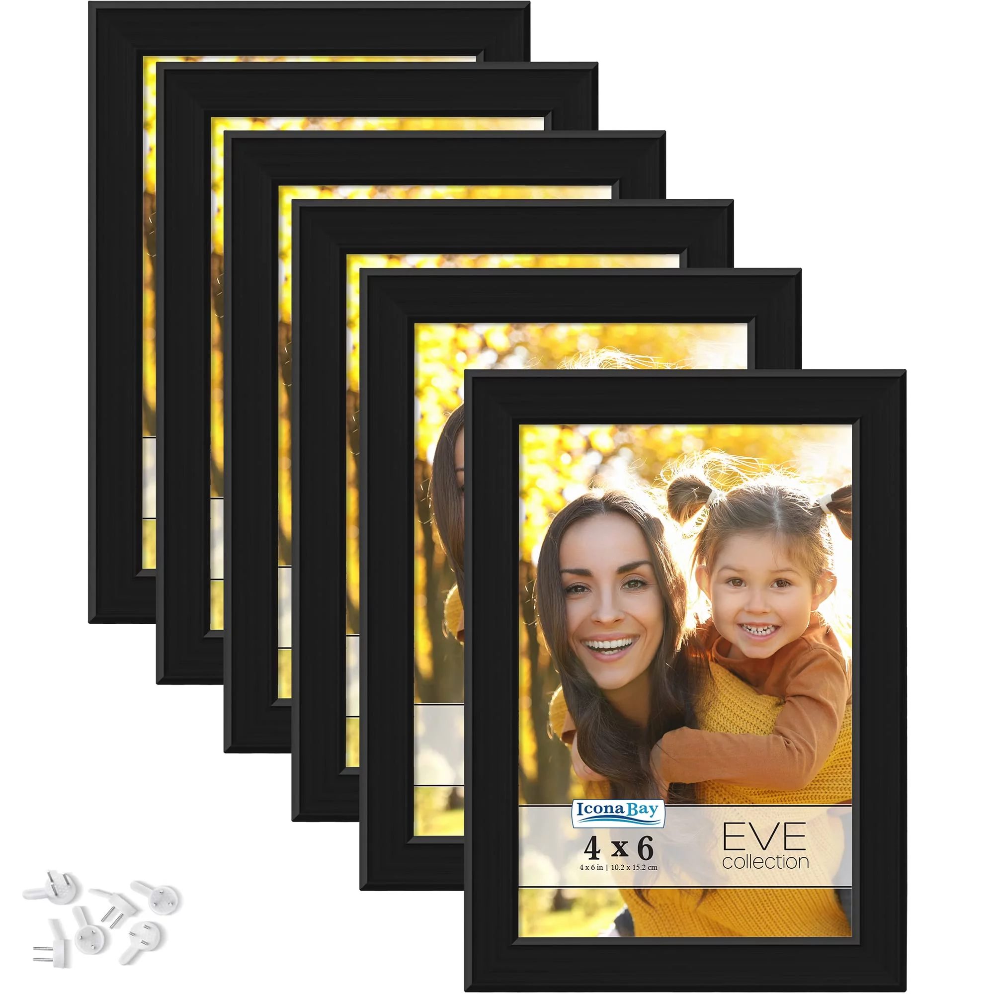 Icona Bay 4x6 Black Picture Frames, 6 PK, Eve Tabletop Picture Frames