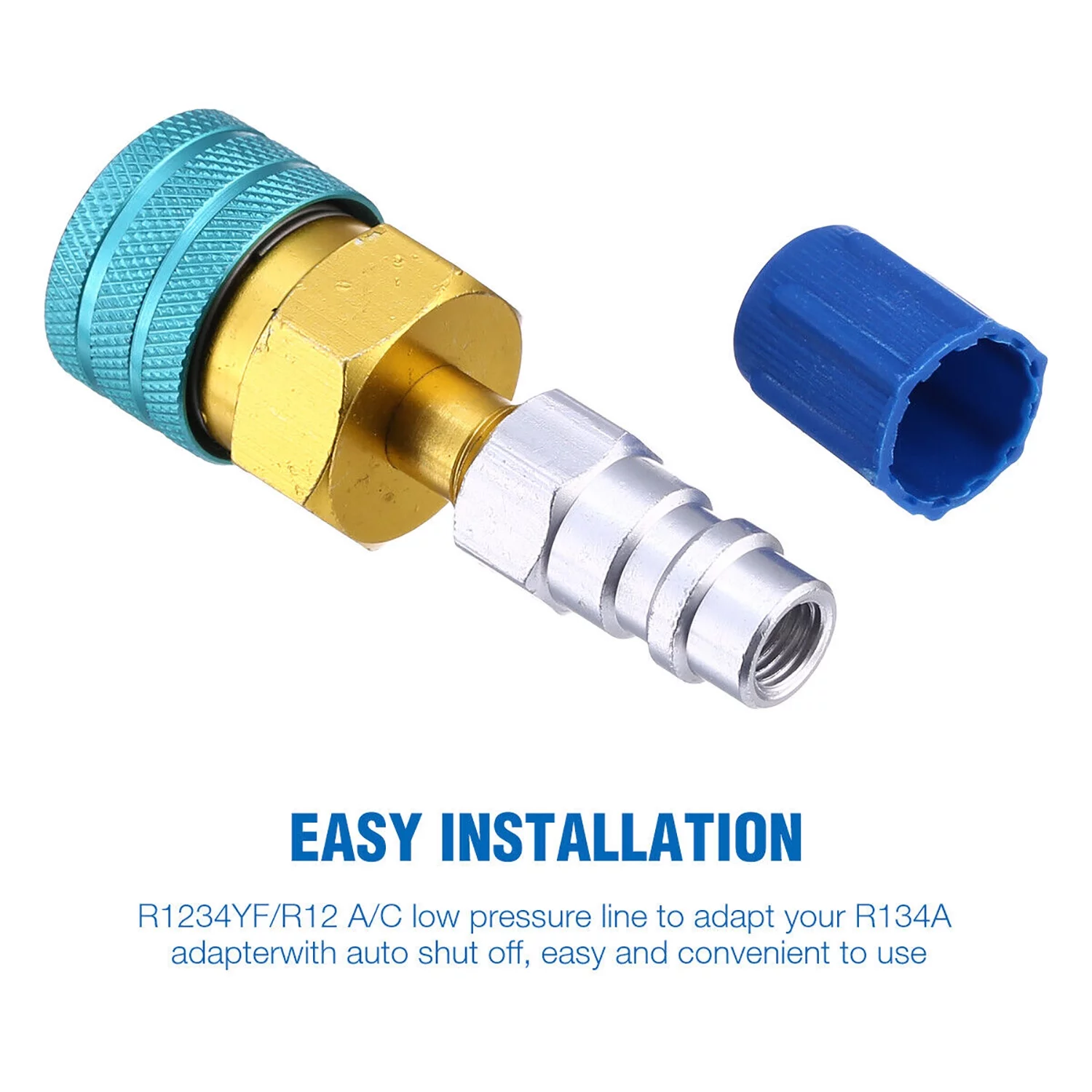 2pcs Conditioning Fitting Set R1234YF to R134A Adapter R1234YF Low Side Quick Coupler Conversion Kit Refrigerant Can Adapter Valve AC Charging Hose Adapter Connector for Car Air-Conditioning