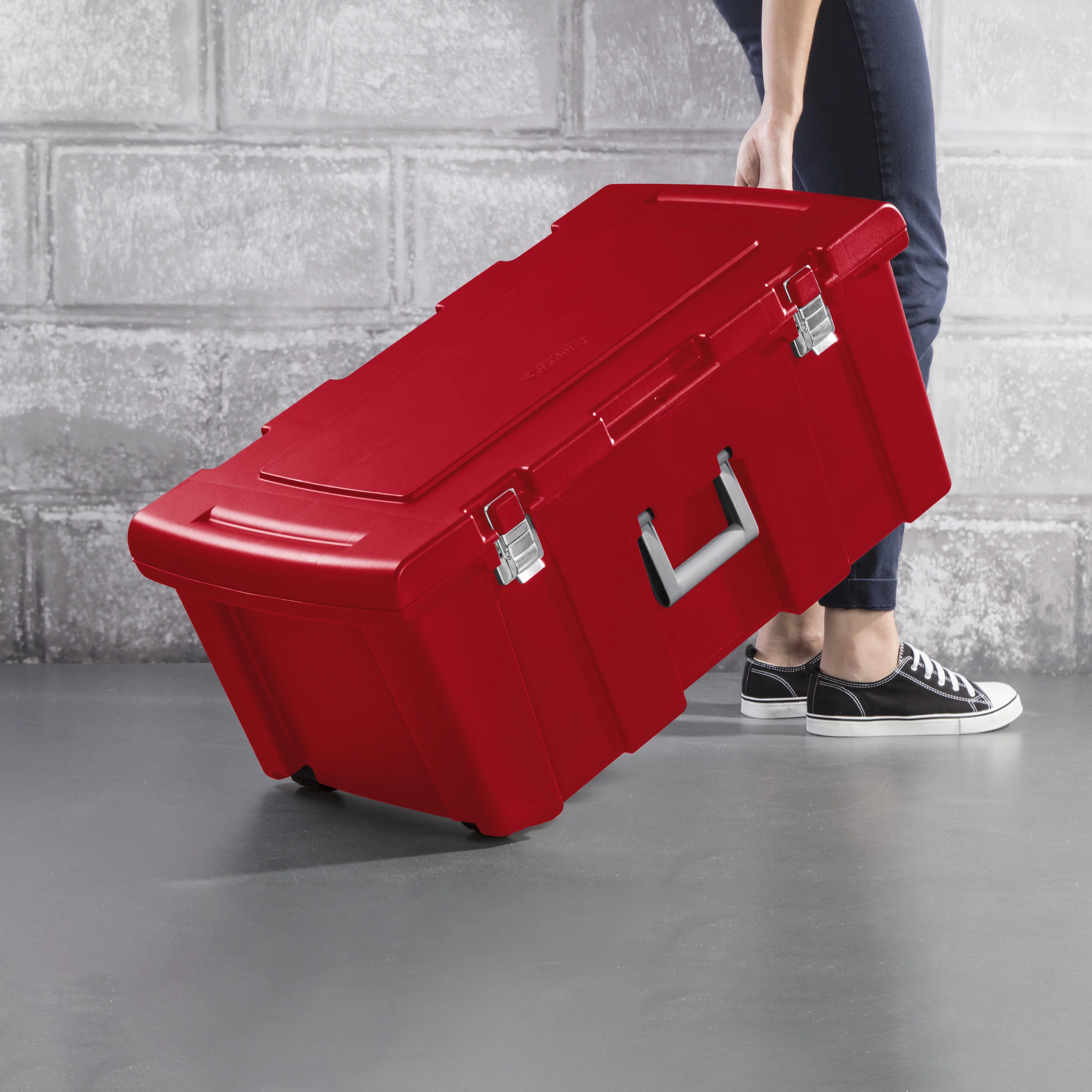 Sterilite Plastic Footlocker Infra Red Set of 2