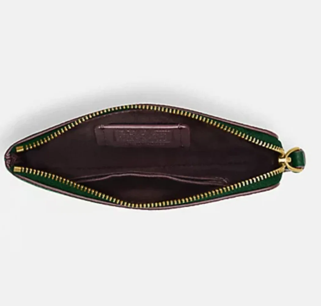 Coach x Disney Corner Zip Wristlet Green Leather Sled Minnie Mickey Holiday CN02