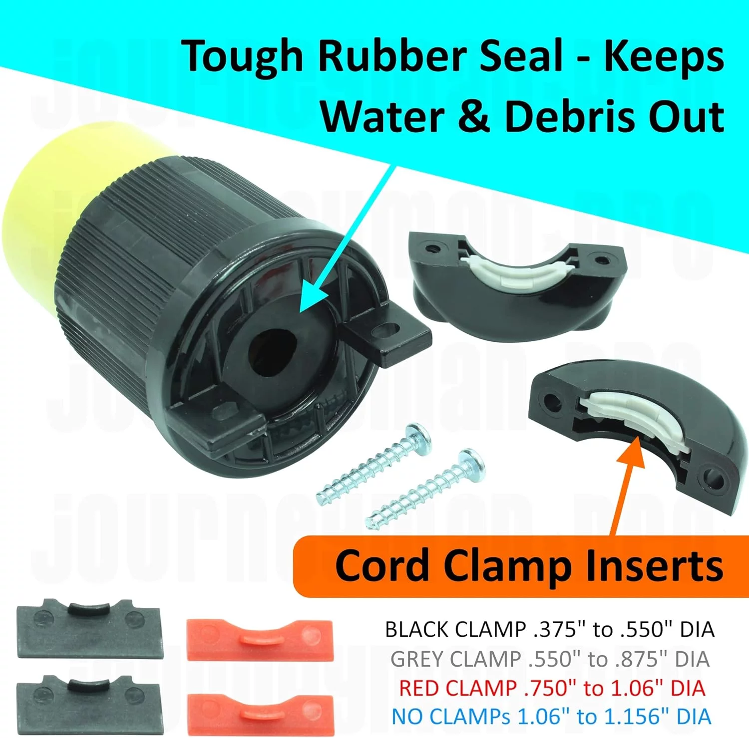 2713 30 Amp, 125/250 Volt, NEMA L14-30R, 3P, 4W, Locking Plug Connector, Black Industrial Grade, Grounding 7500 Watts Generator Rating (L14-30R (Female Plug))