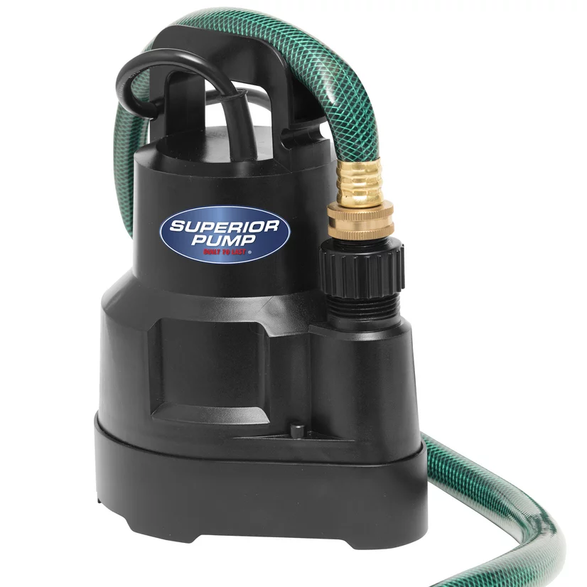 Superior Pump 91016  Thermoplastic High Flow Utility Water Pump, 1/6 HP, Black