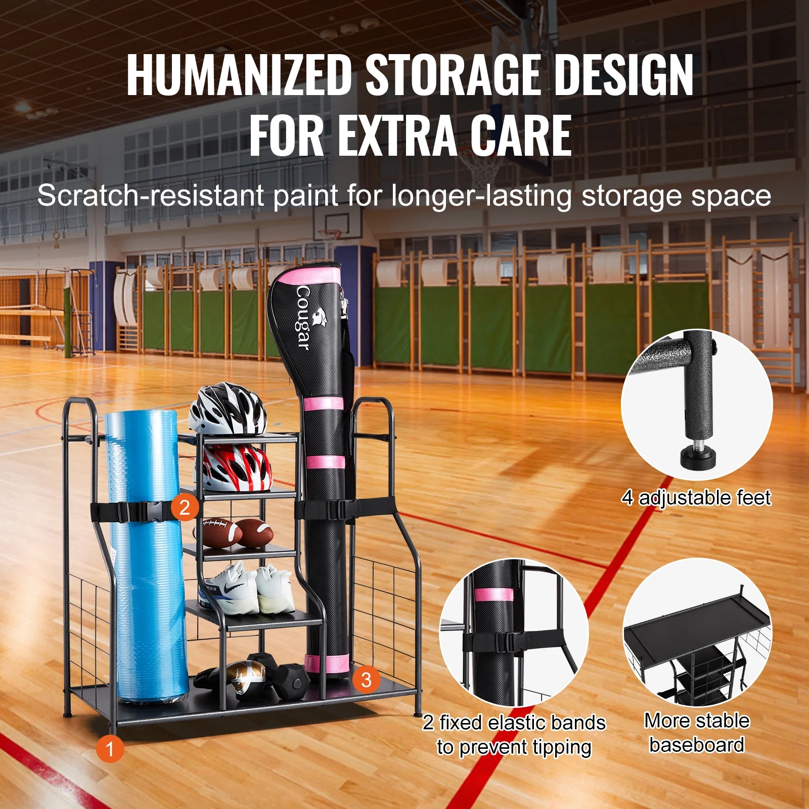 SKYSHALO Golf Storage Garage Organizer 2 Golf Bag Stand Basketball Rack Holder Gear Toys Club Rack