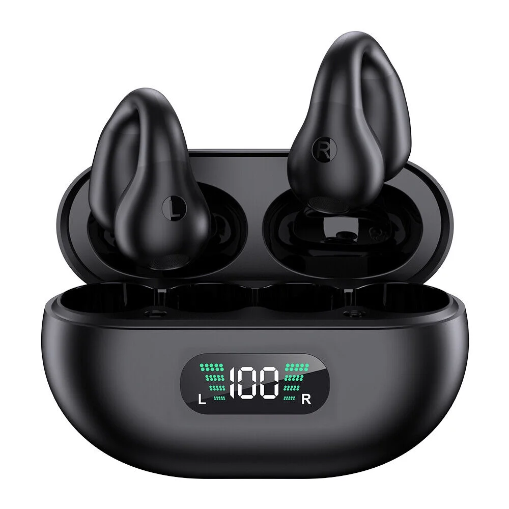 JLLOM Wireless Earbuds with Ear Clip - Bluetooth Sport Headset - Bone Conduction Headphones for Outdoor Activities