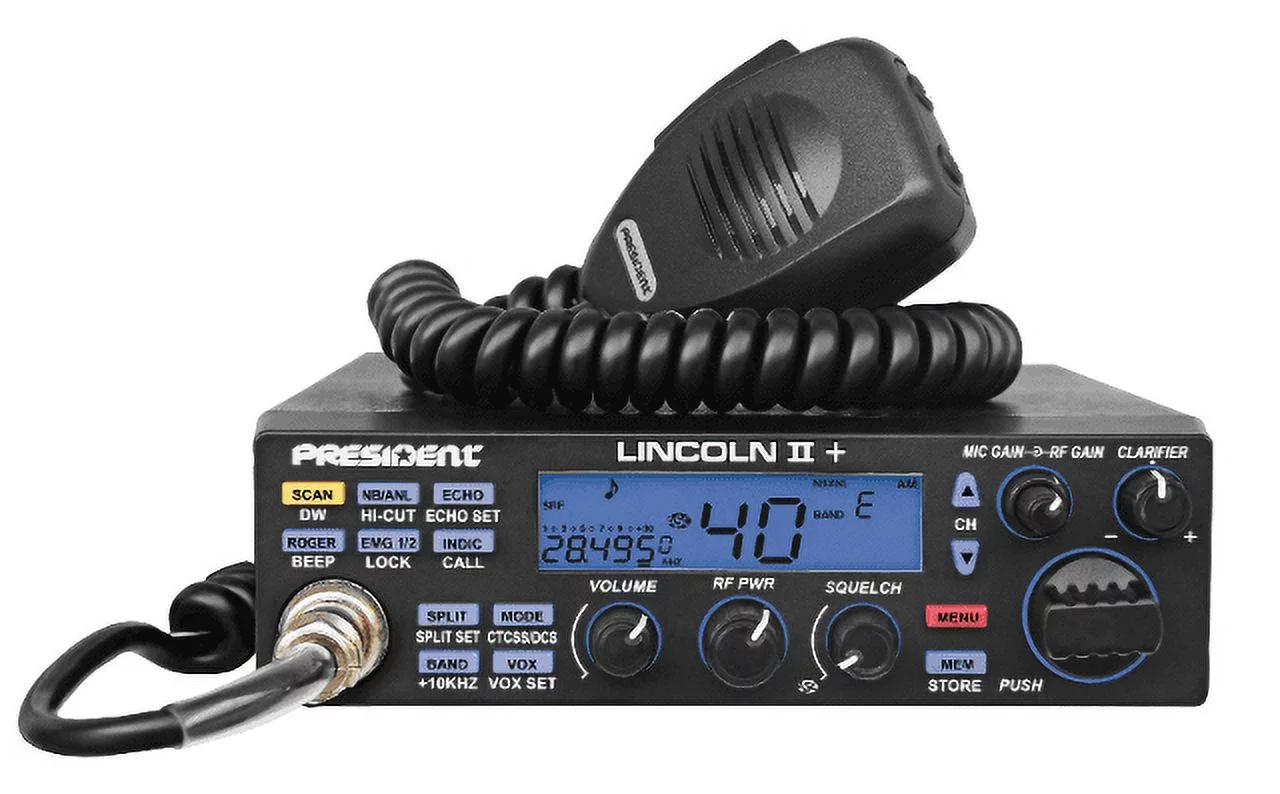 President LINCOLNIIPlus 10 - 12 m, 50 W AM & FM, LSB & USB, CW Transceiver with 3 Face