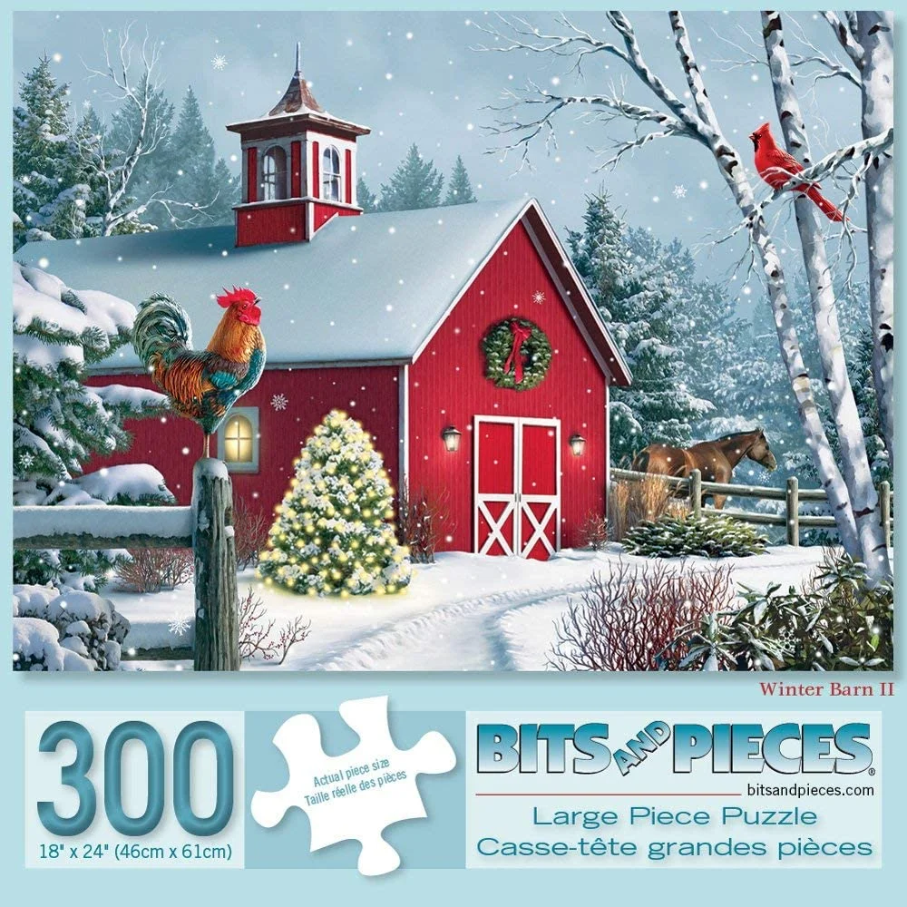 Bits and Pieces 300 Piece Jigsaw Puzzle for Adults Winter Barn by Artist Alan Giana 18