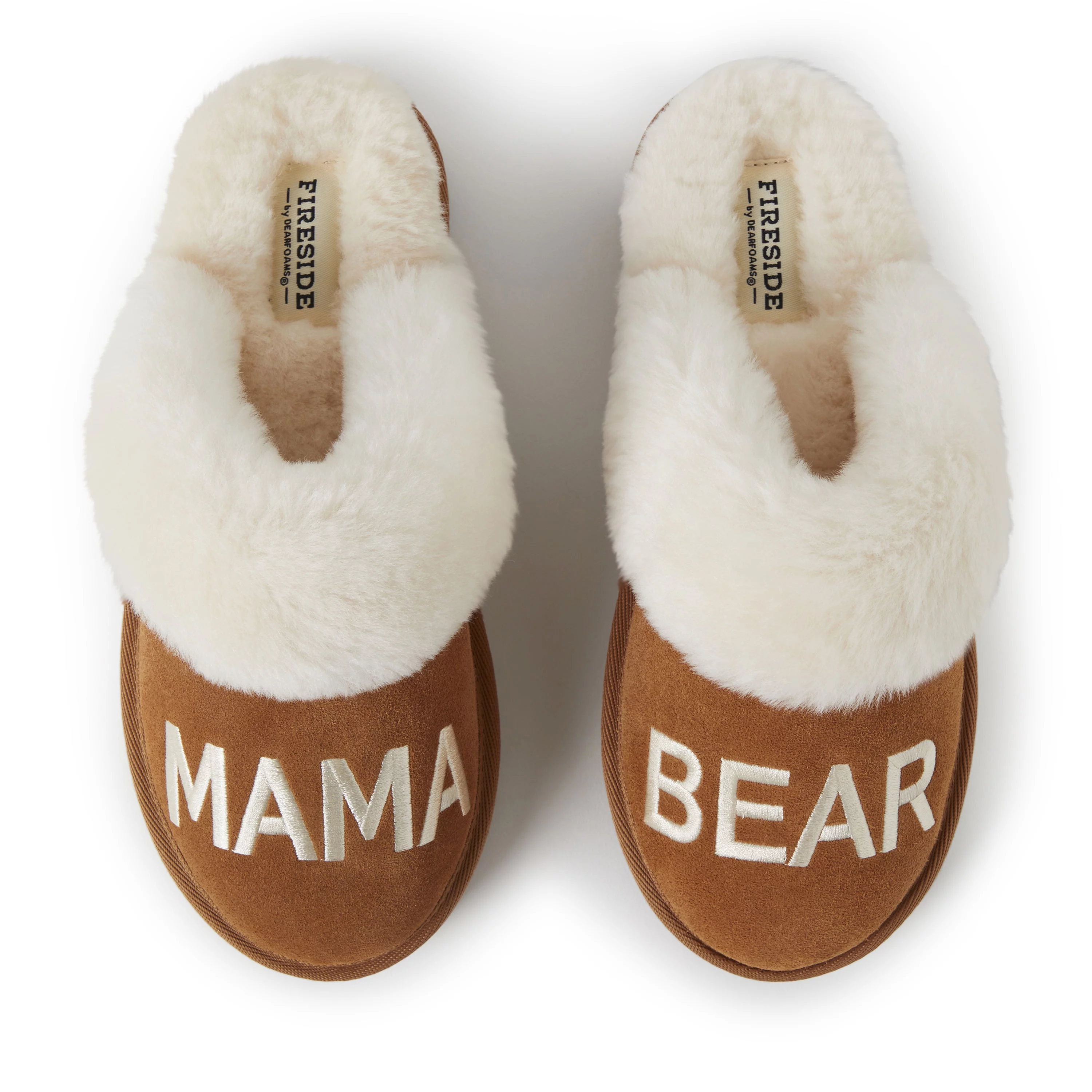 Fireside by Dearfoams Women's Mama Bear Genuine Shearling Scuff Slippers