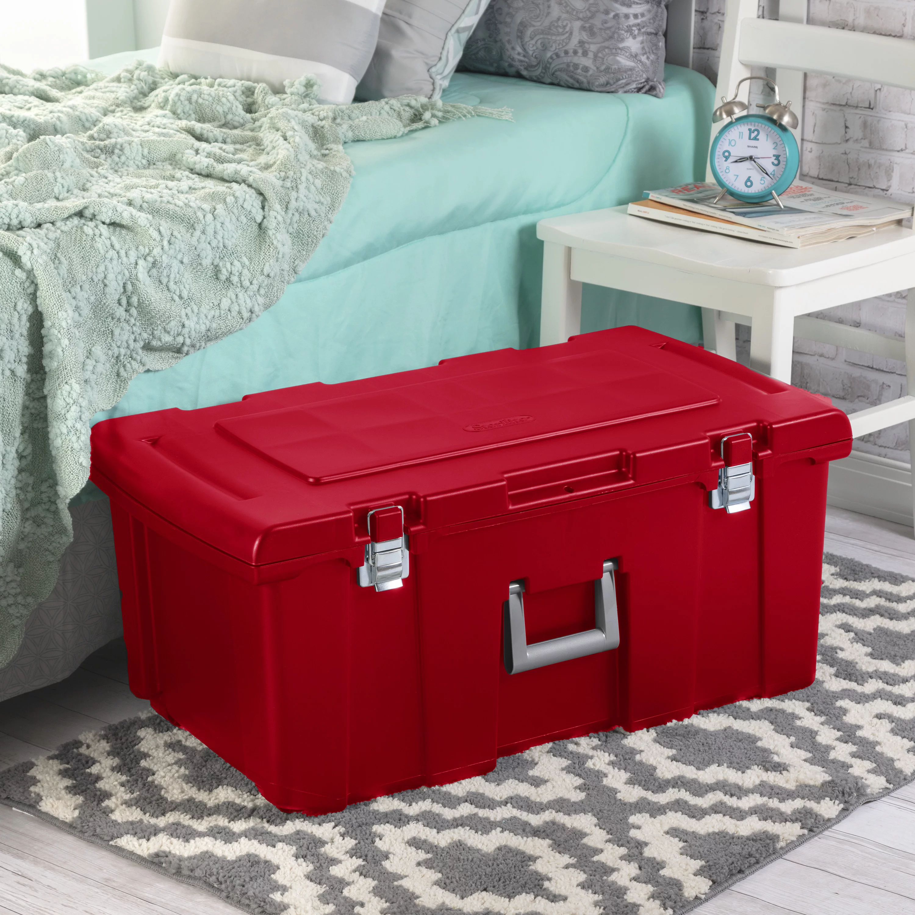 Sterilite Plastic Footlocker Infra Red Set of 2