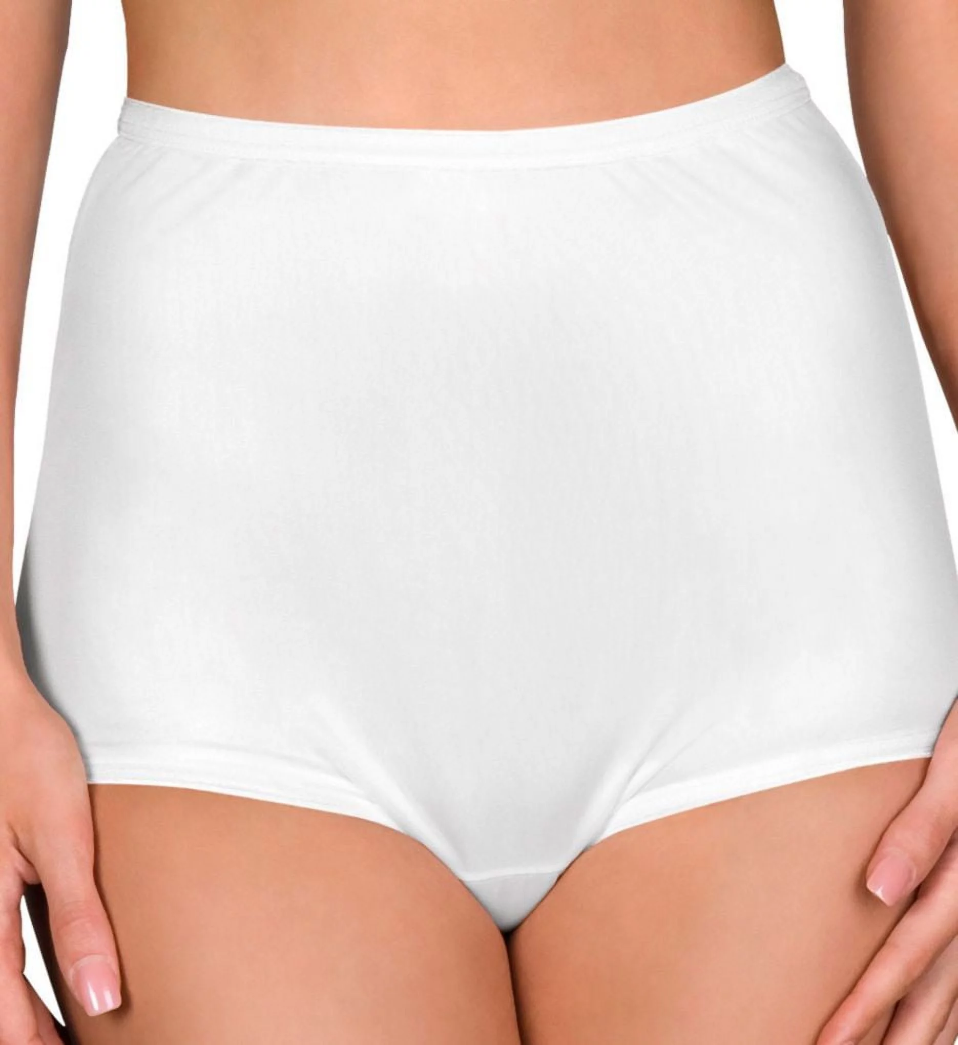 Women's Shadowline 17032 Hidden Elastic Nylon Classic Brief Panty (White 7)