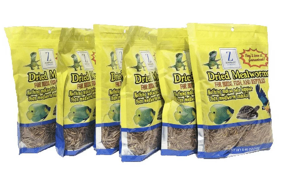 3.15lbs(6bags) Dried premium grade mealworms for birds, fish and reptiles