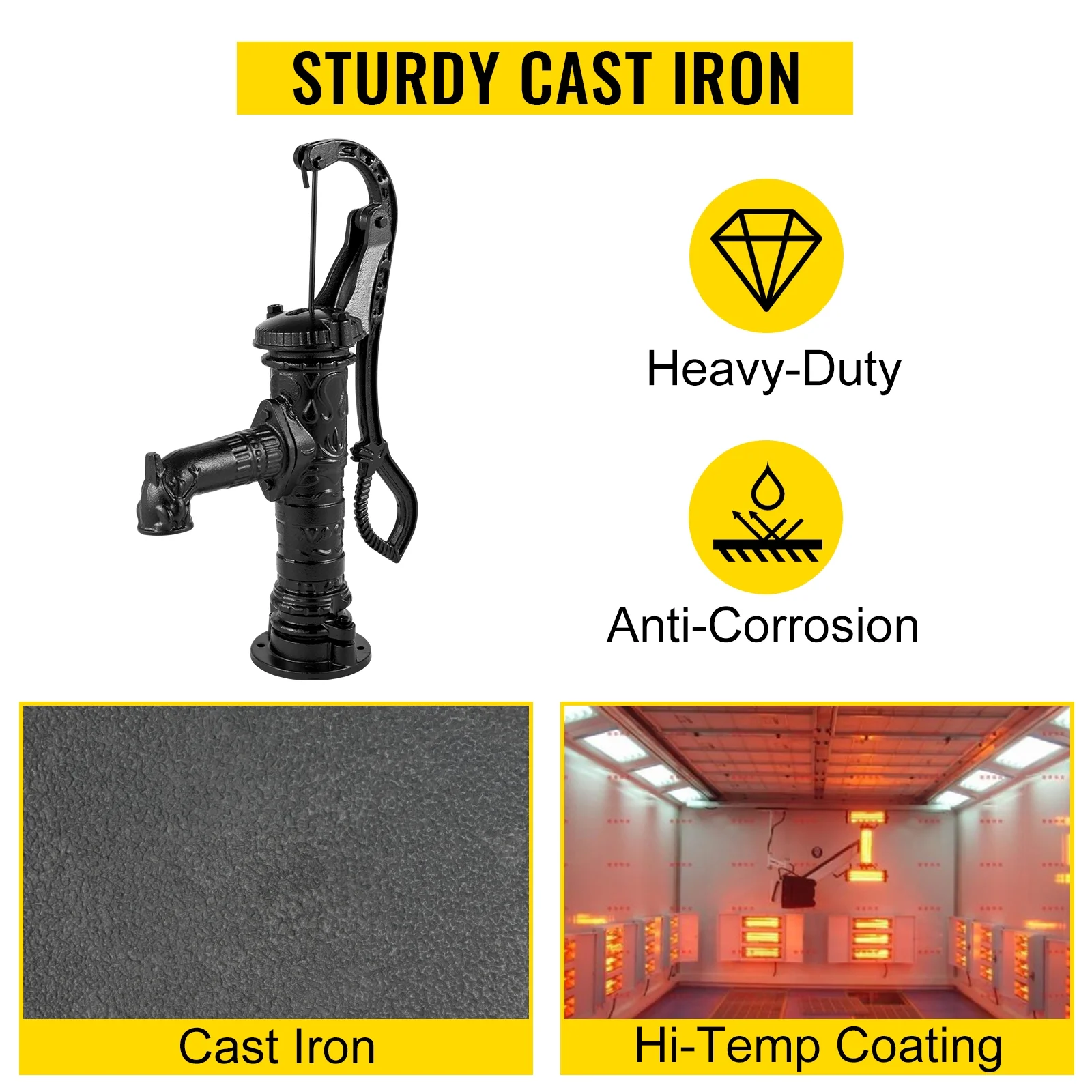 BENTISM Antique Hand Water Pump Pitcher Pump Cast Iron for Yard Ponds Garden Black