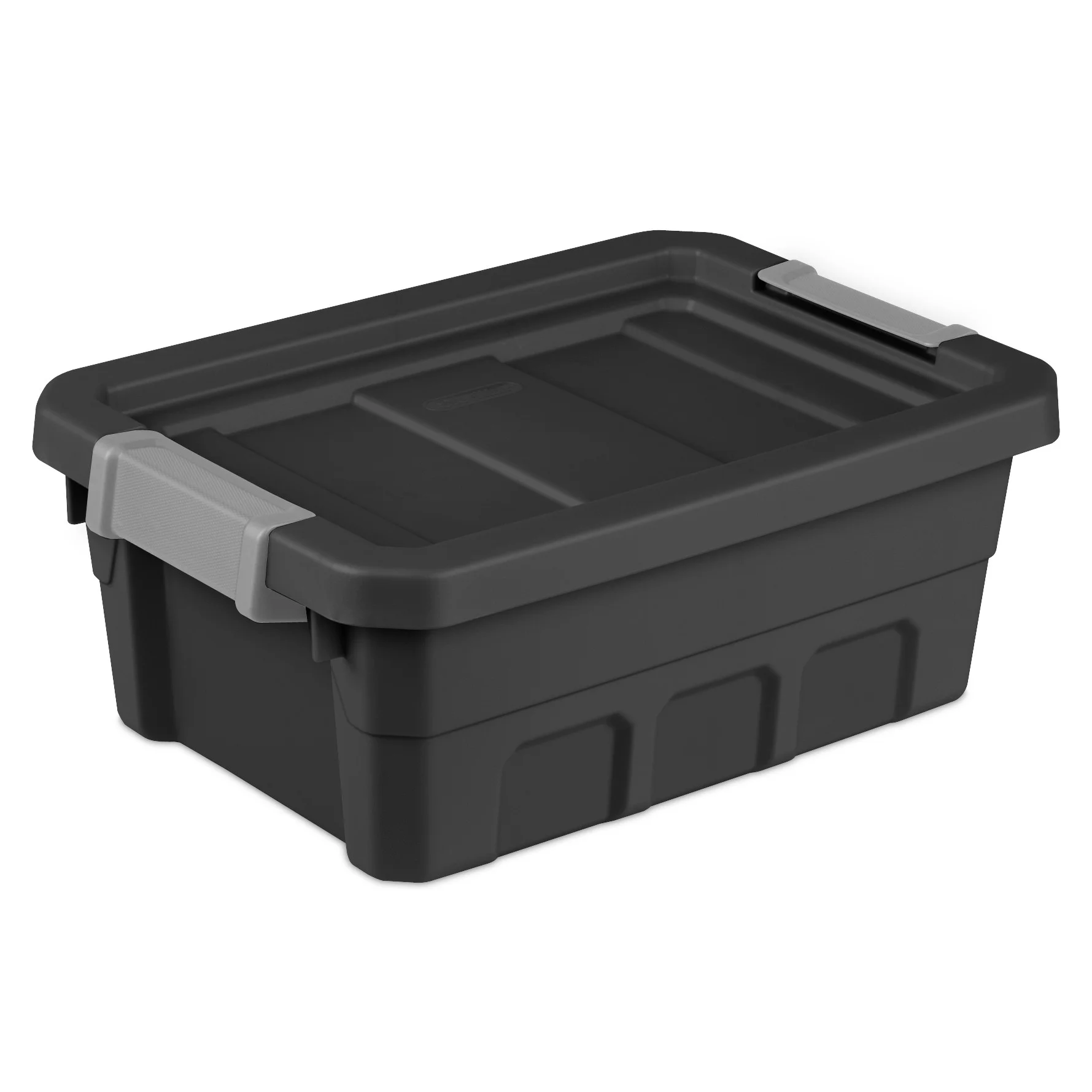 Sterilite 4 Gallon Stacker Tote Plastic, Black, Set of 6