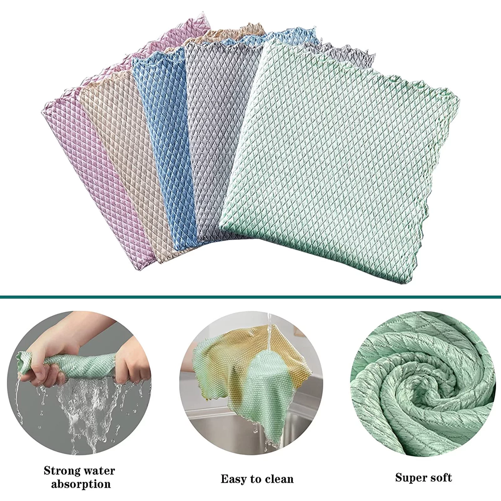 5Pcs Nanoscale Cleaning Cloth Easy Clean Cloth Microfiber Easycleanco Cloth