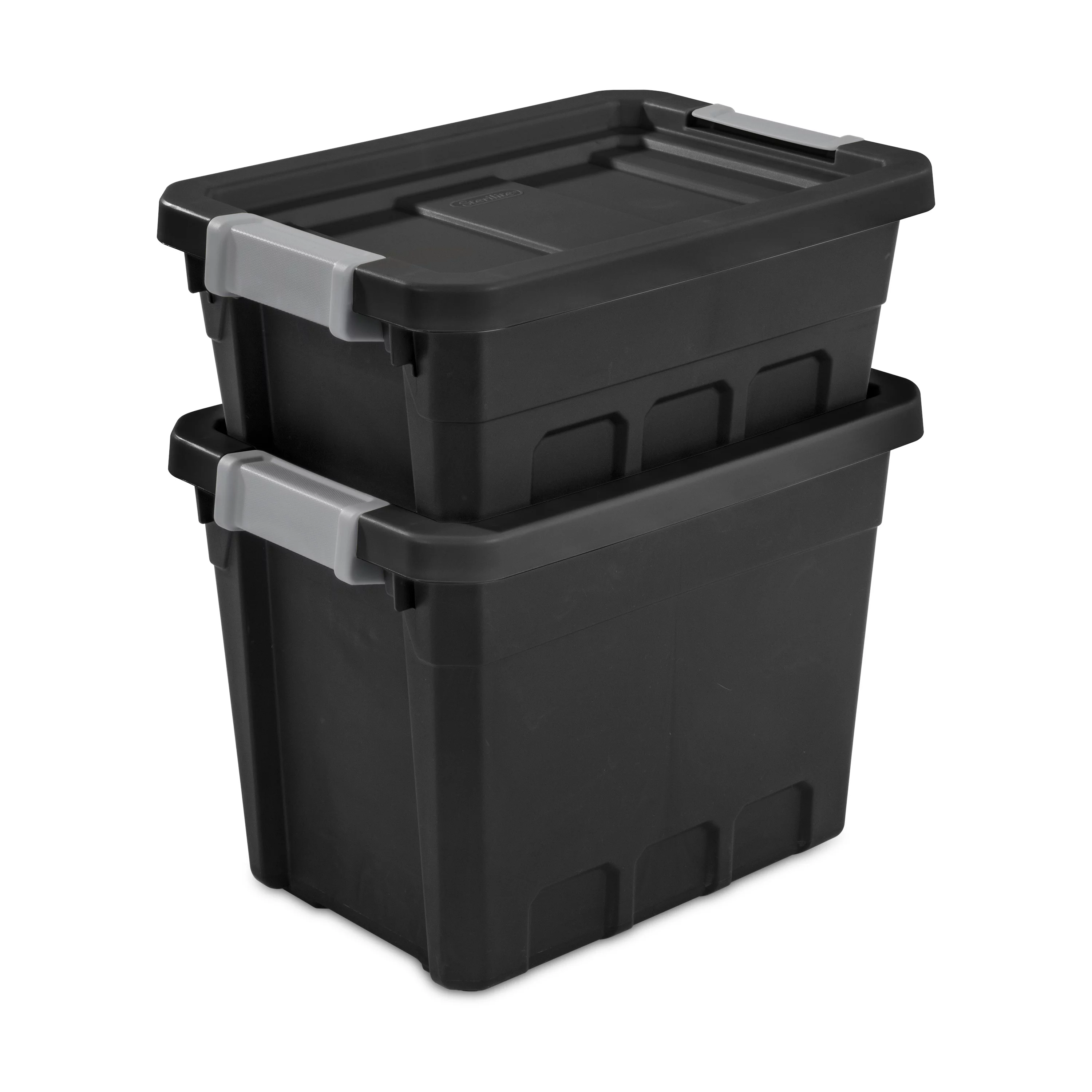 Sterilite 4 Gallon Stacker Tote Plastic, Black, Set of 6