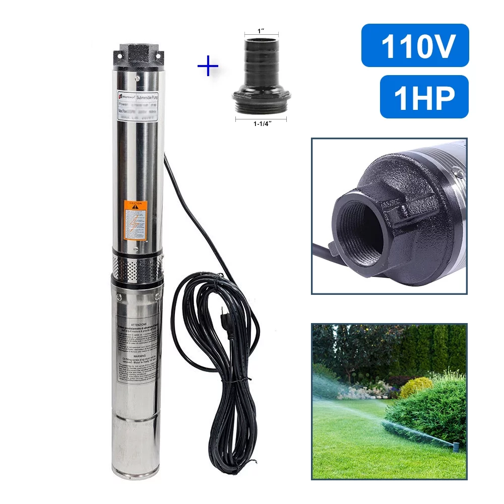 iMeshbean Deep Submersible Well Pump 1HP 33GPM 272ft Head with 33ft Electric Cable,110V 1.25