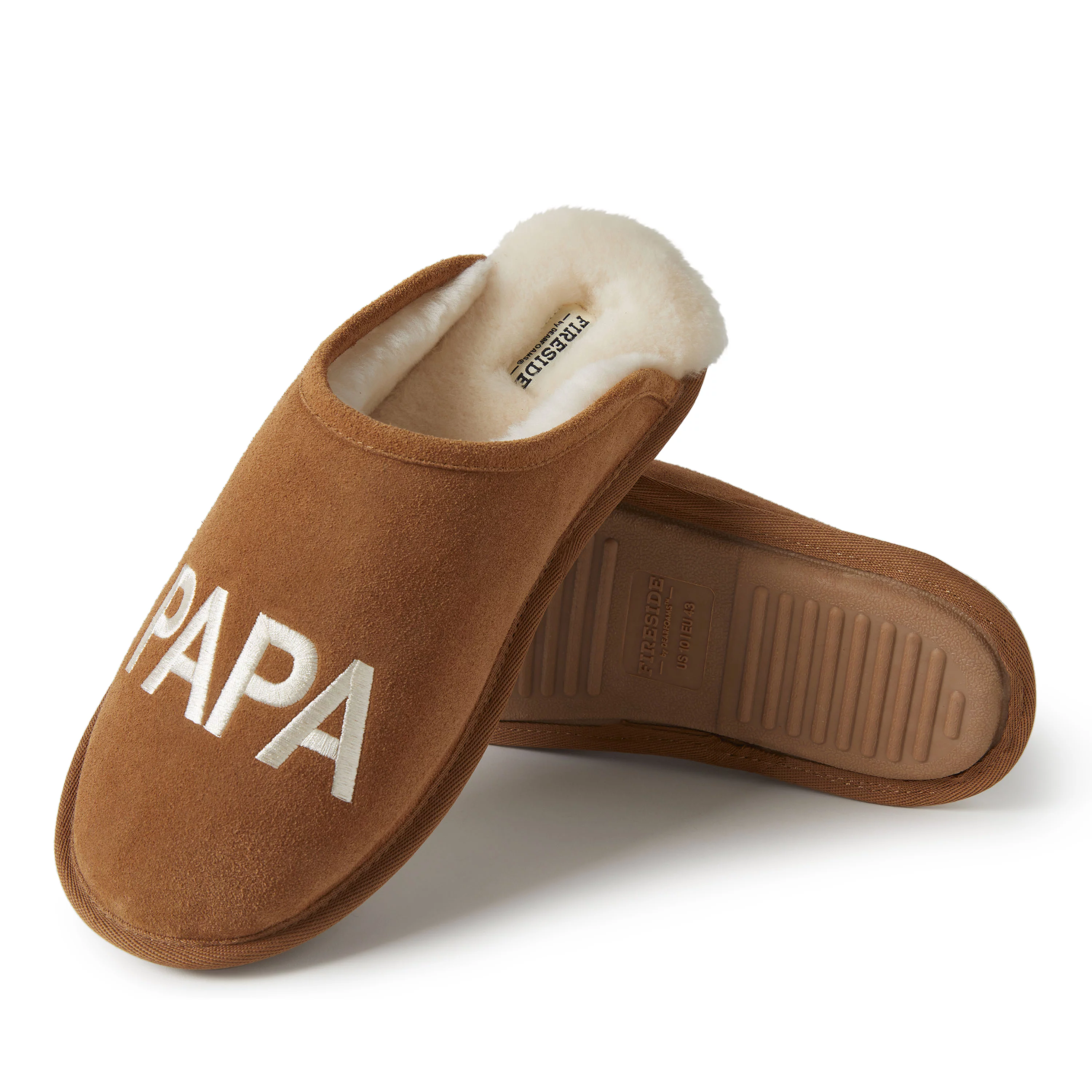 Fireside by Dearfoams Men's Papa Bear Genuine Shearling Scuff Slippers