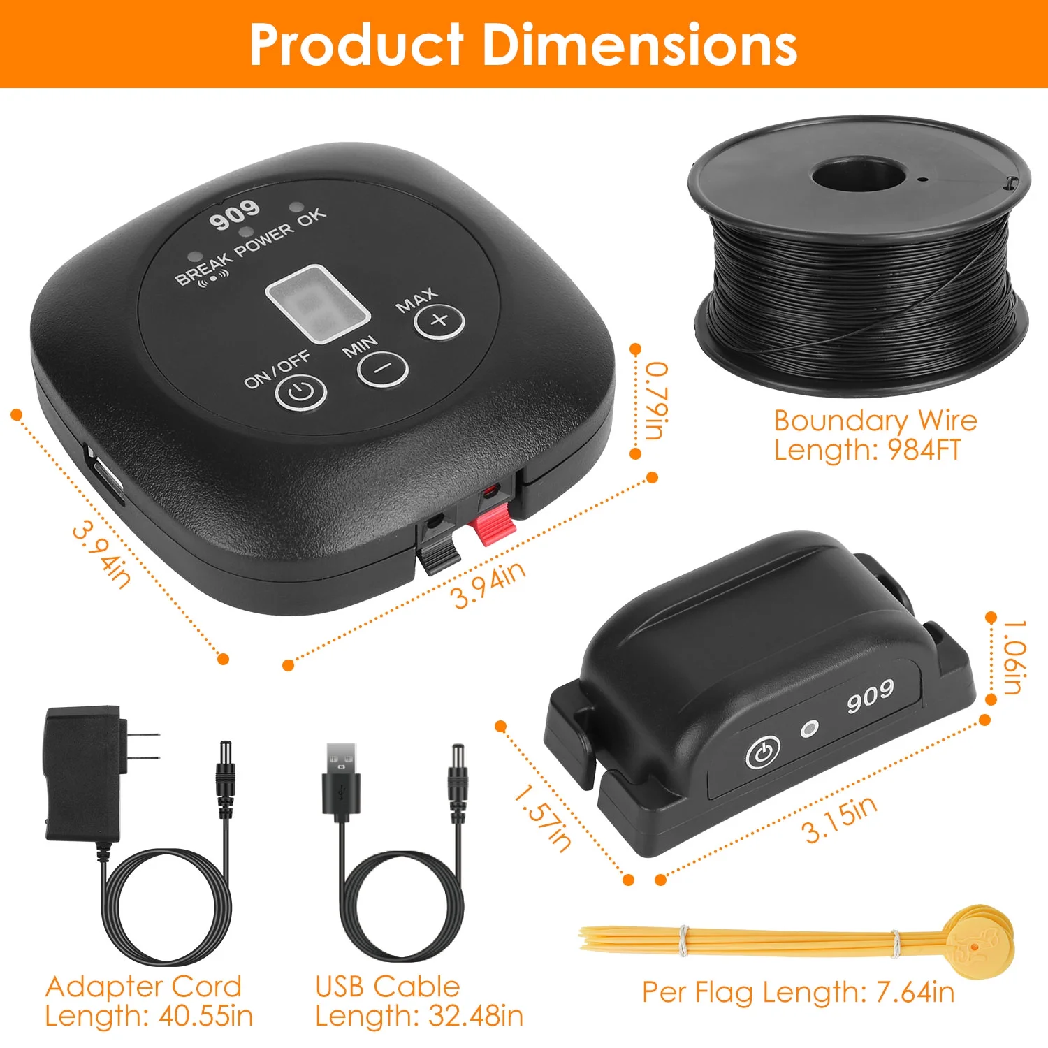 iMounTEK Electric Dog Fence System Pet Containment System with 9 Adjustable Levels IPX8 Waterproof Rechargeable Dog Training Collar for Small Medium Large Dogs, 1 Transmitter 1 Receiver