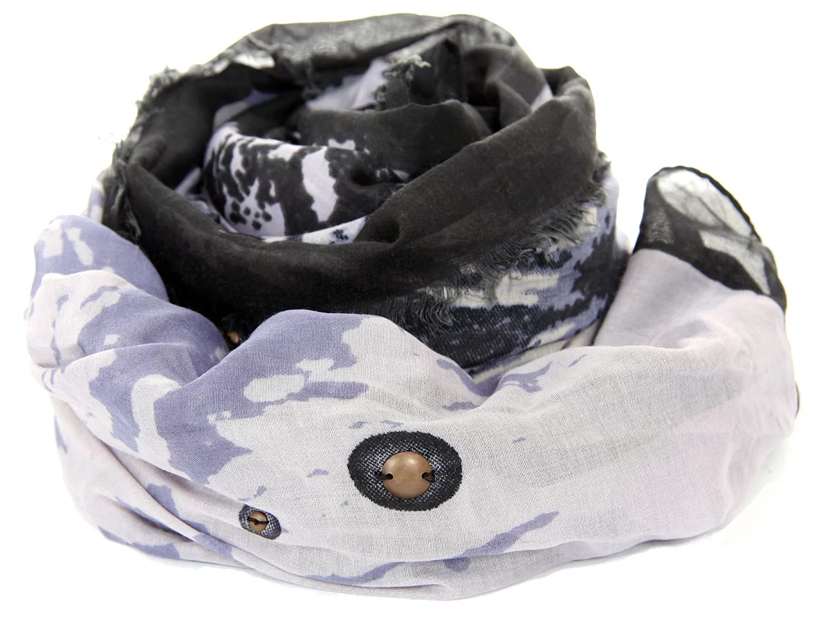 Women's Abstract Print Polyester Scarf with Studs Grey Scarf Wrap 40 x 70 inches